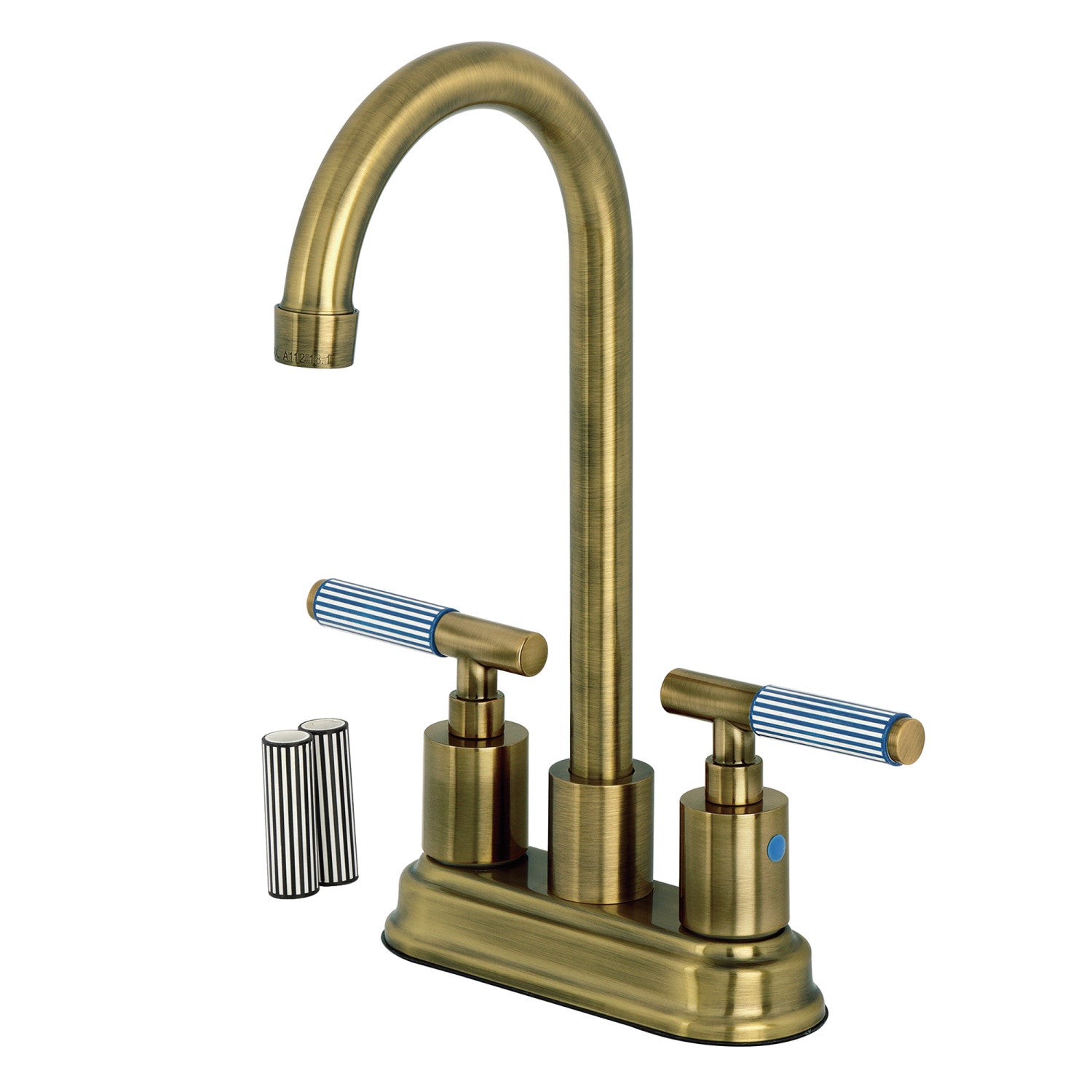 Kingston Sona KB8493KPS - Robinet de bar à double poignée 4-Inch, laiton antique