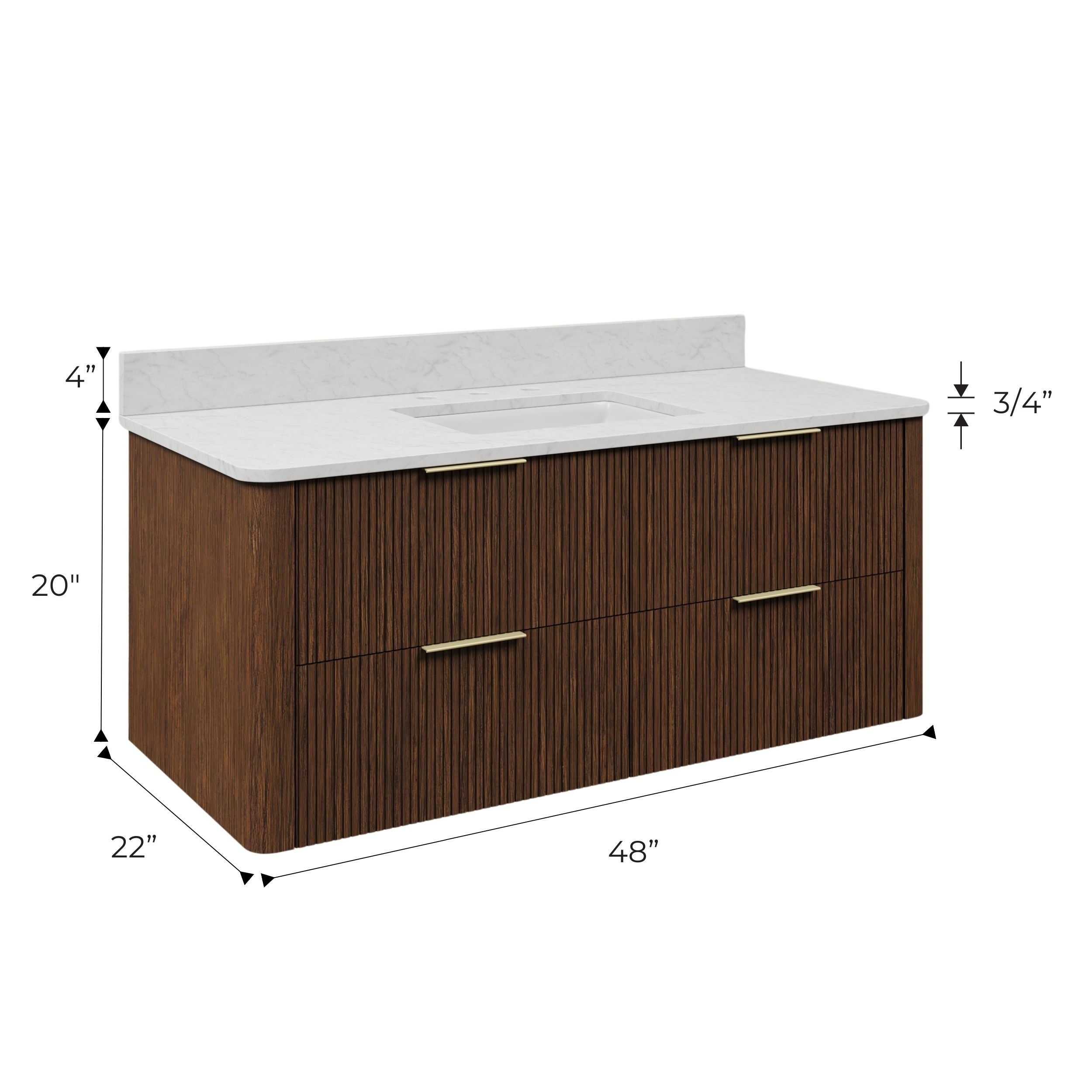 Kingston Luxe EU48EM00TO - 48 in. x 22 in. Bathroom Vanity Single Sink Freestanding with Carrara White Engineered Stone Top, Truffle Oak