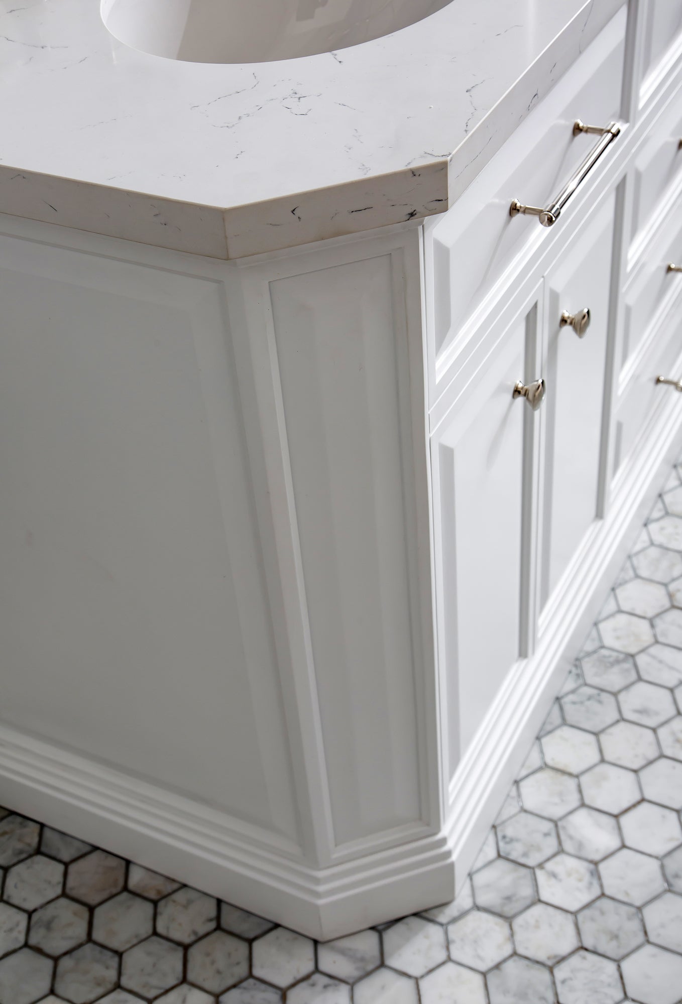 Kingston Luxe PA72QZ05PW - 72 in. x 22 in. Bathroom Vanity Quartz Top and White Basin, Pure White