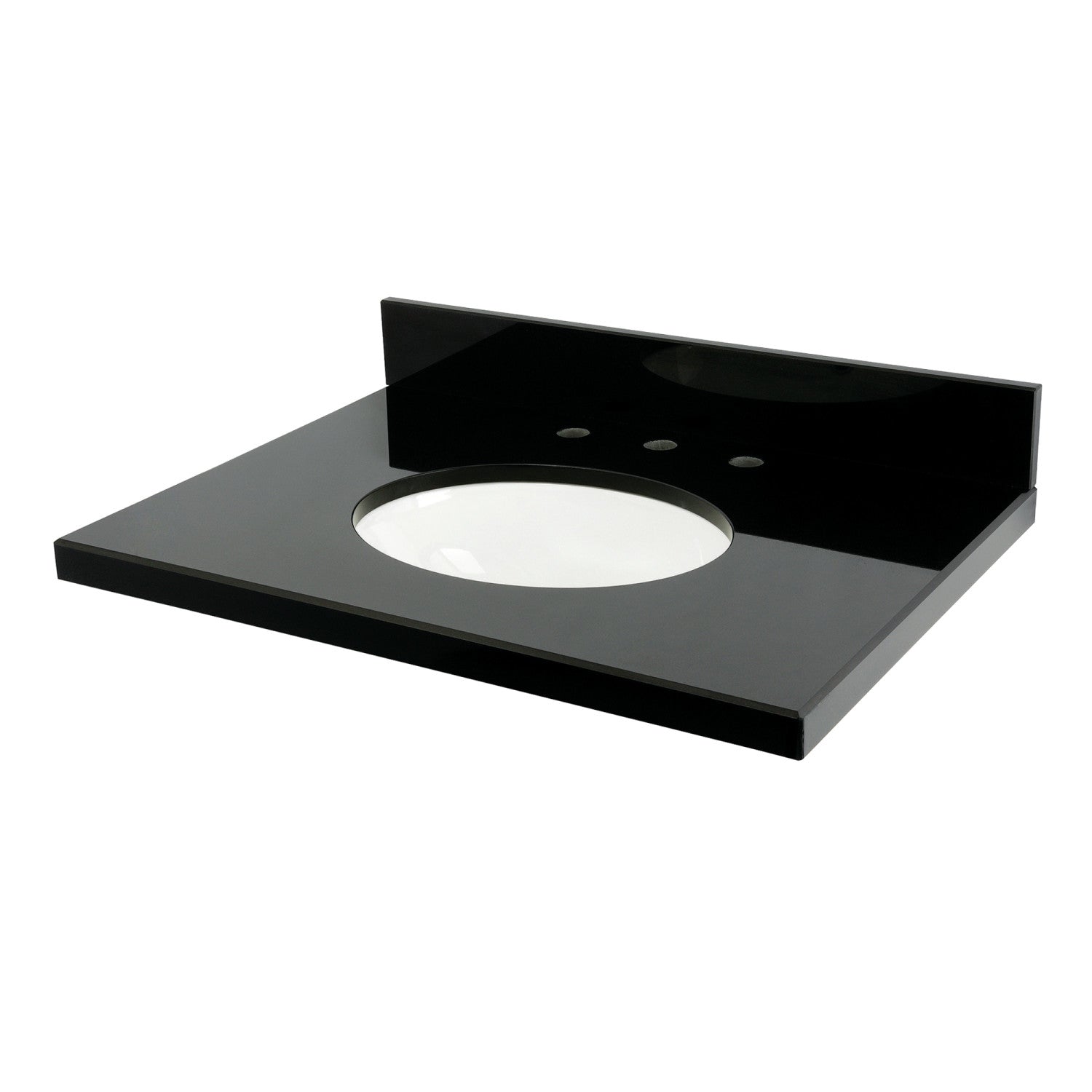 Kingston Tulare KVPK3022K38 - Templeton 30-Inch Black Granite Vanity Top (8" Faucet Drillings), Black/White
