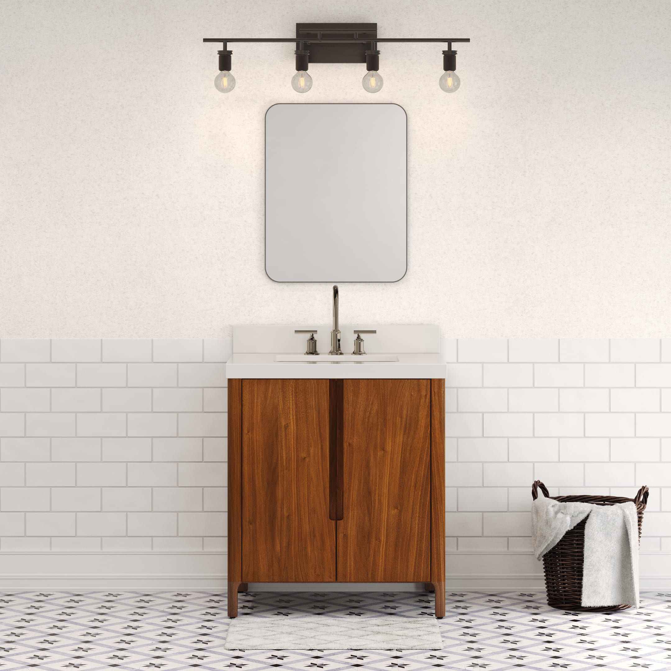 Kingston Luxe SE30QZ00NJ - 30 in. x 22 in. Bathroom Vanity Single Sink with Whitebrook Quartz Top, Noir Juglans