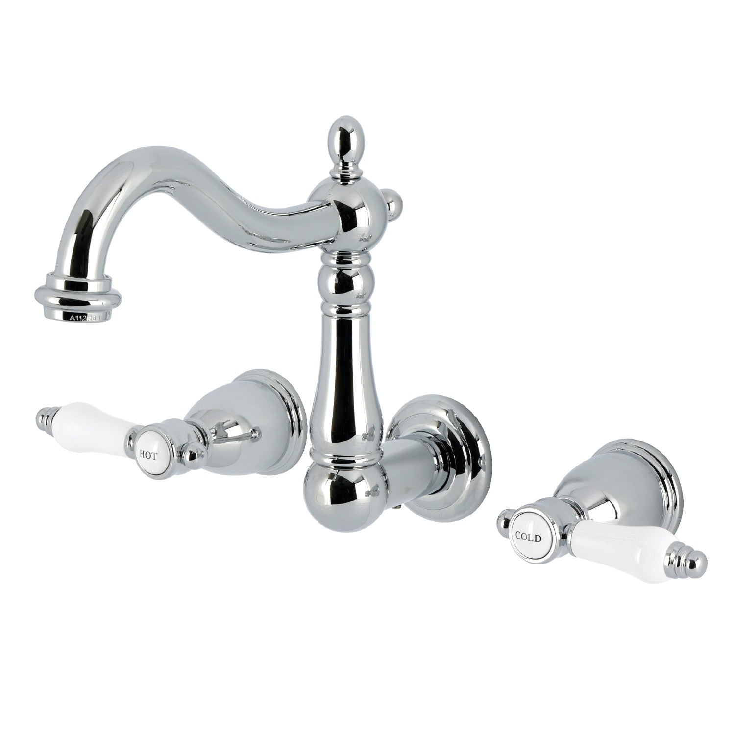 Kingston Heirloom KS1251BPL - Bel-Air Double-Handle 3 trous Robinet de salle de bains mural, chrome poli