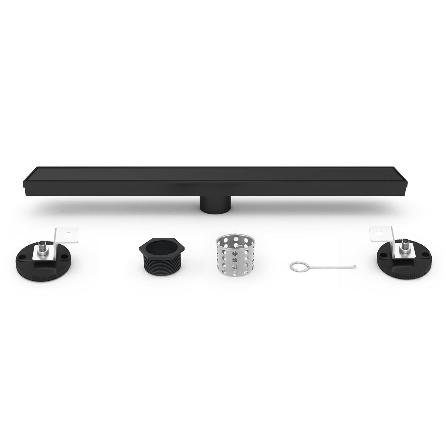 Kingston Watercourse BSF3220 32-Inch Stainless Steel Linear Shower Drain with Reversible Tile Insert and Flat Grate, Matte Black