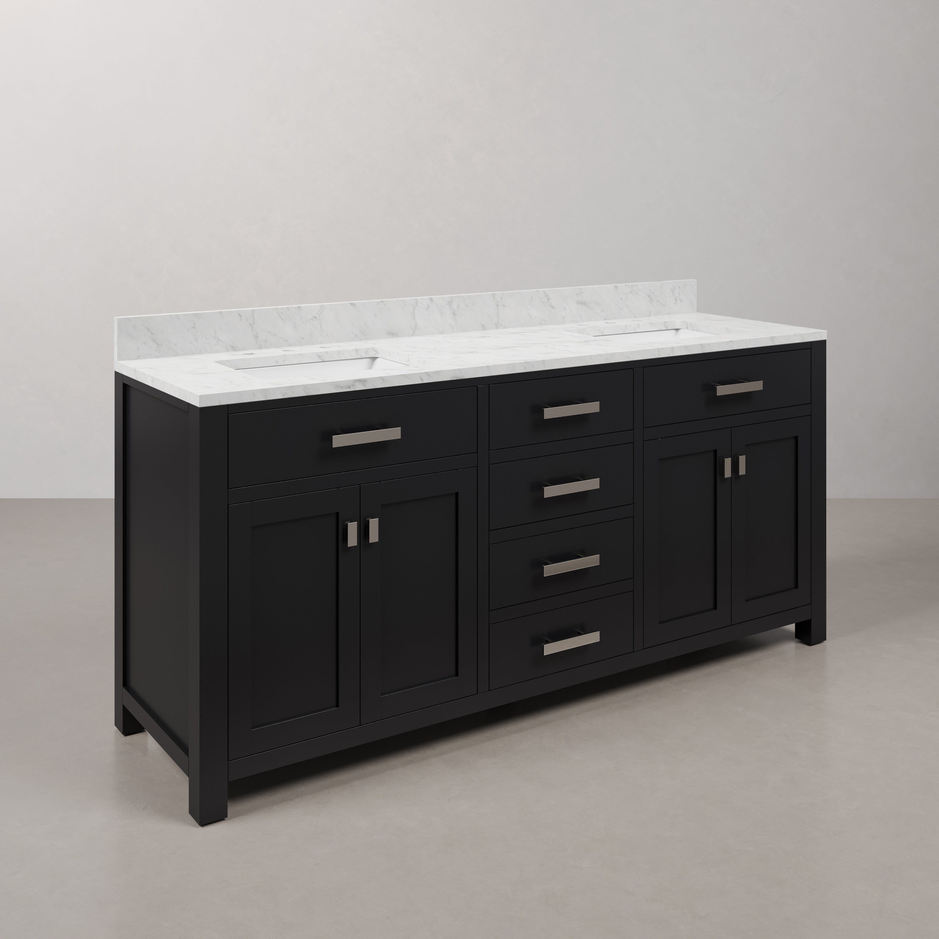 Kingston Luxe MS72CW01ES - 72 in. x 21.5 in. Bathroom Vanity Double Sink with Carrara White Marble Top, Espresso