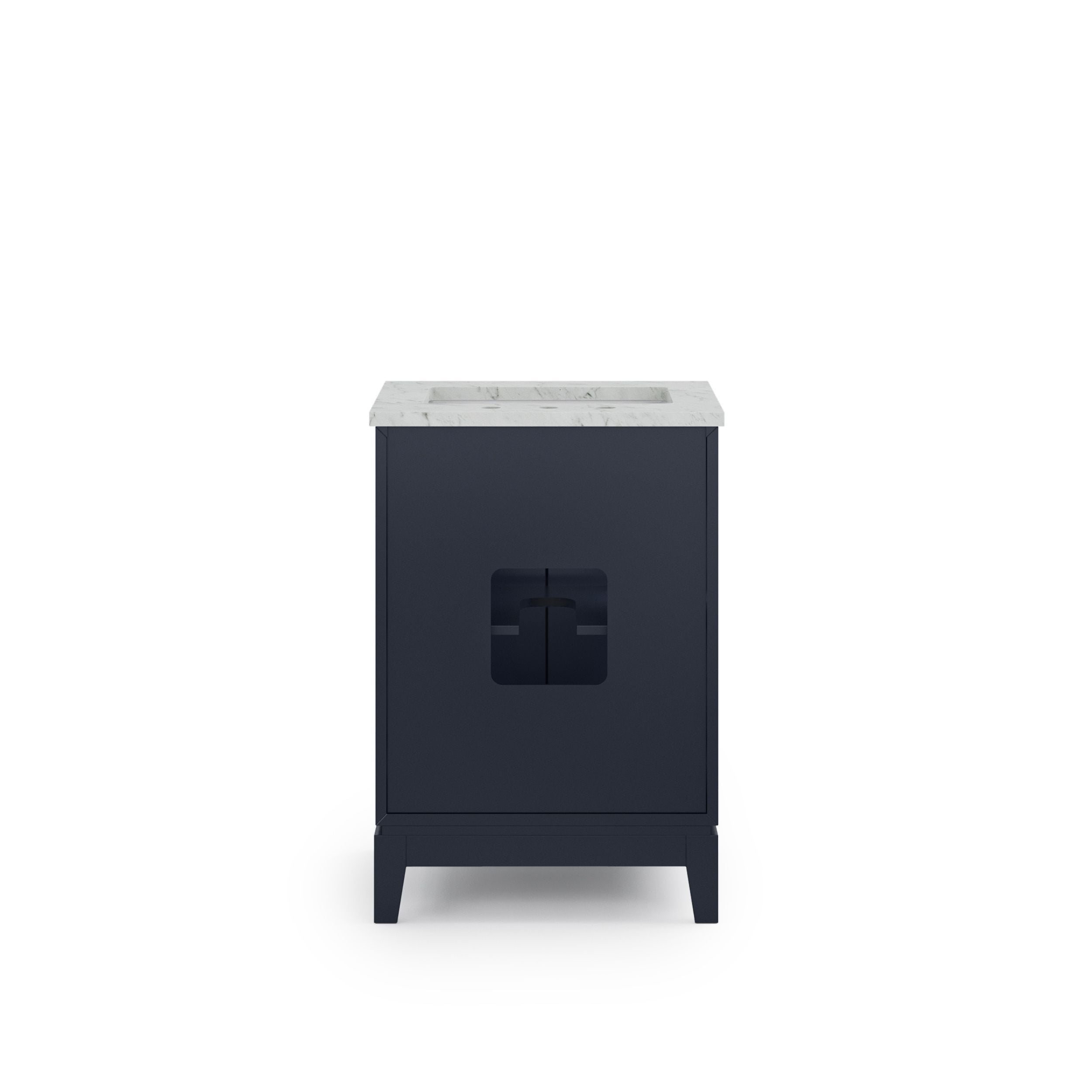 Kingston Luxe EL24CW06MB - 24 in. x 22 in. Bathroom Vanity Carrara White Marble Top, Monarch Blue