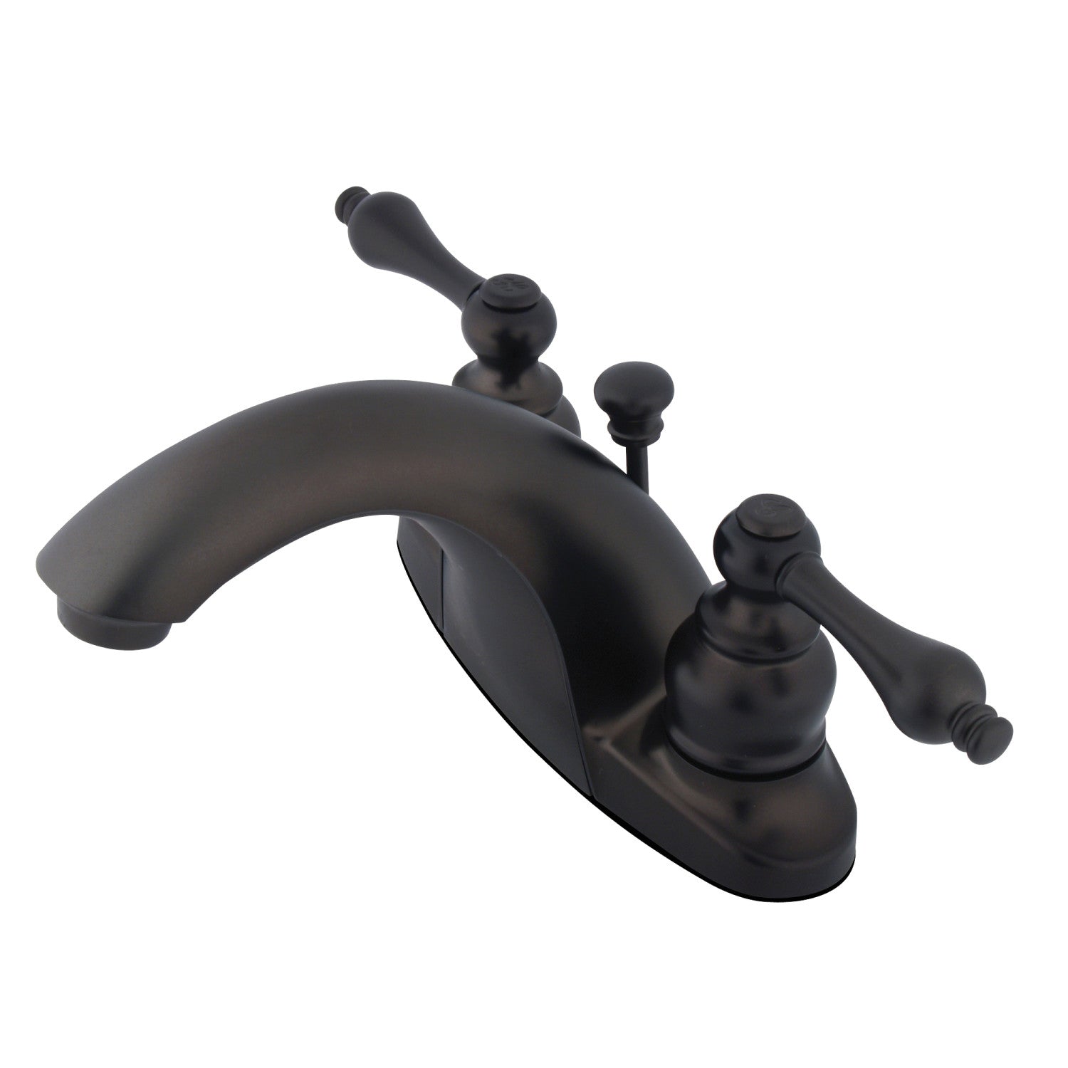 Kingston Heirloom KB7645AL - Robinet de salle de bain à double poignée de pays anglais 3 trous montage sur plage 4-Inch Centerset avec drain à tirette, bronze huilé