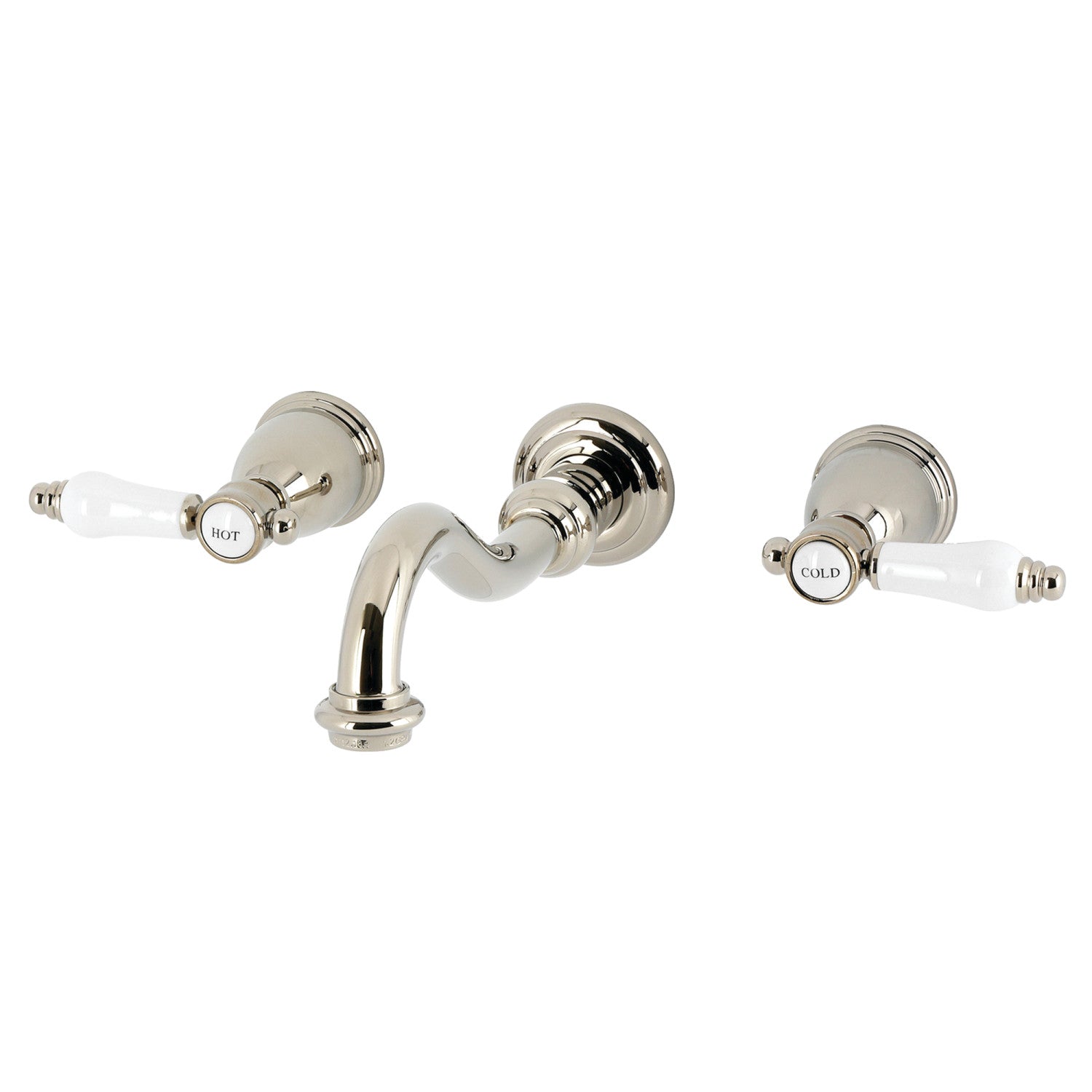 Kingston Heirloom KS3126BPL - Bel-Air Double-Handle 3-Trou robinet de salle de bains à montage mural, nickel poli