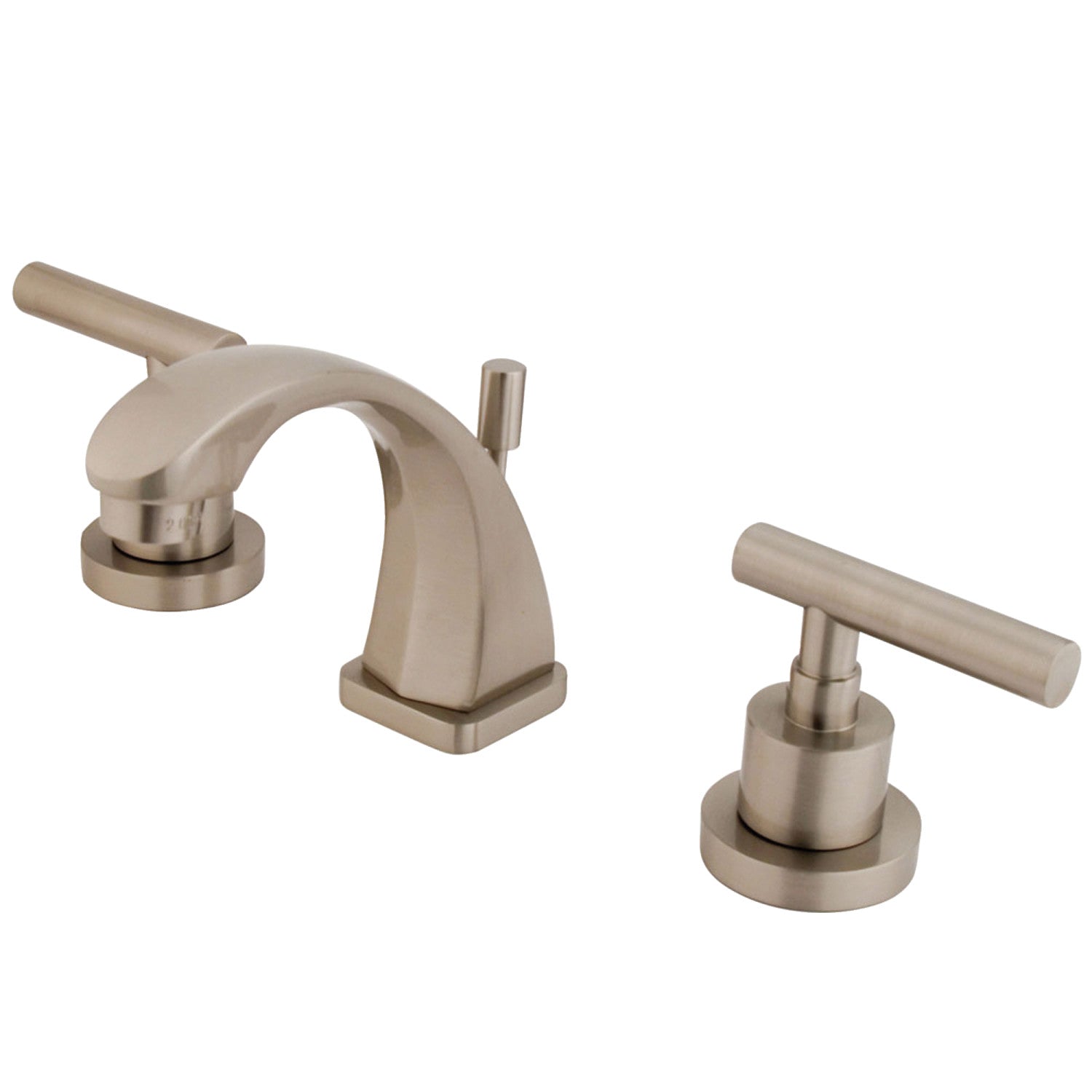 Kingston Tulare KS4948CML - Manhattan Two-Handle 3-Hole Deck Mount Widespread Bathroom Faucet with Brass Pop-Up, Brushed Nickel
