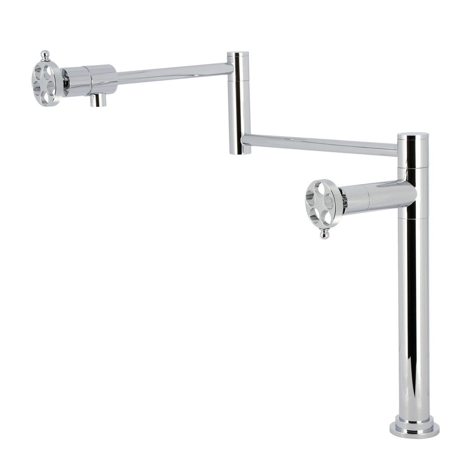 Kingston Sona KS4701RKZ - Robinet de remplissage de pot de plate-forme à deux poignées de Wendell 1 trou avec poignée moletée, chrome poli