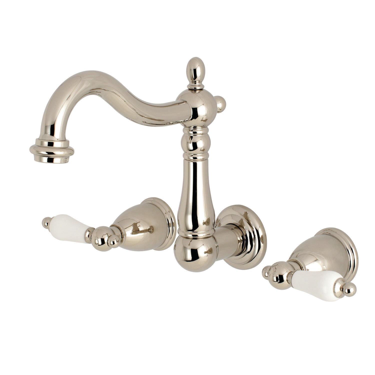 Kingston Heirloom KS1256PL - Robinet de salle de bains à double poignée Heritage 3 trous, nickel poli