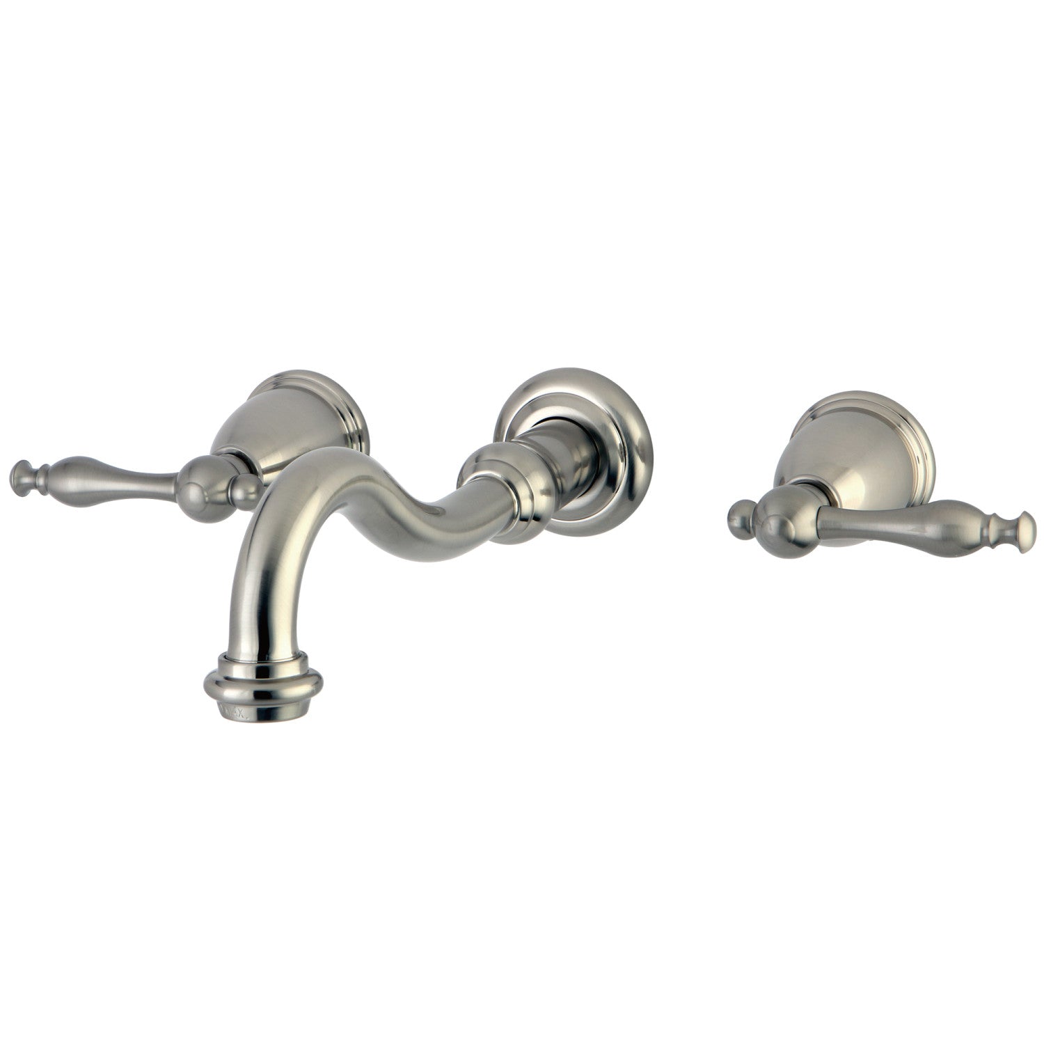 Kingston Heirloom KS3128NL - Robinet de salle de bains mural double poignée vintage 3 trous, nickel brossé