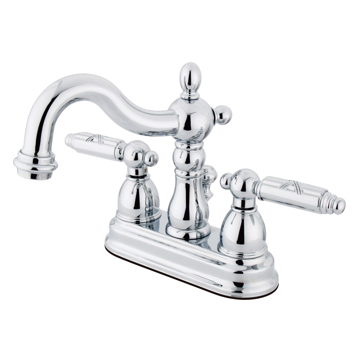 Kingston Heirloom KS1601GL - Heritage Double-Handle 3 trous montage sur plage 4-Inch Centerset Robinet de salle de bains avec laiton à tirette, Chrome poli