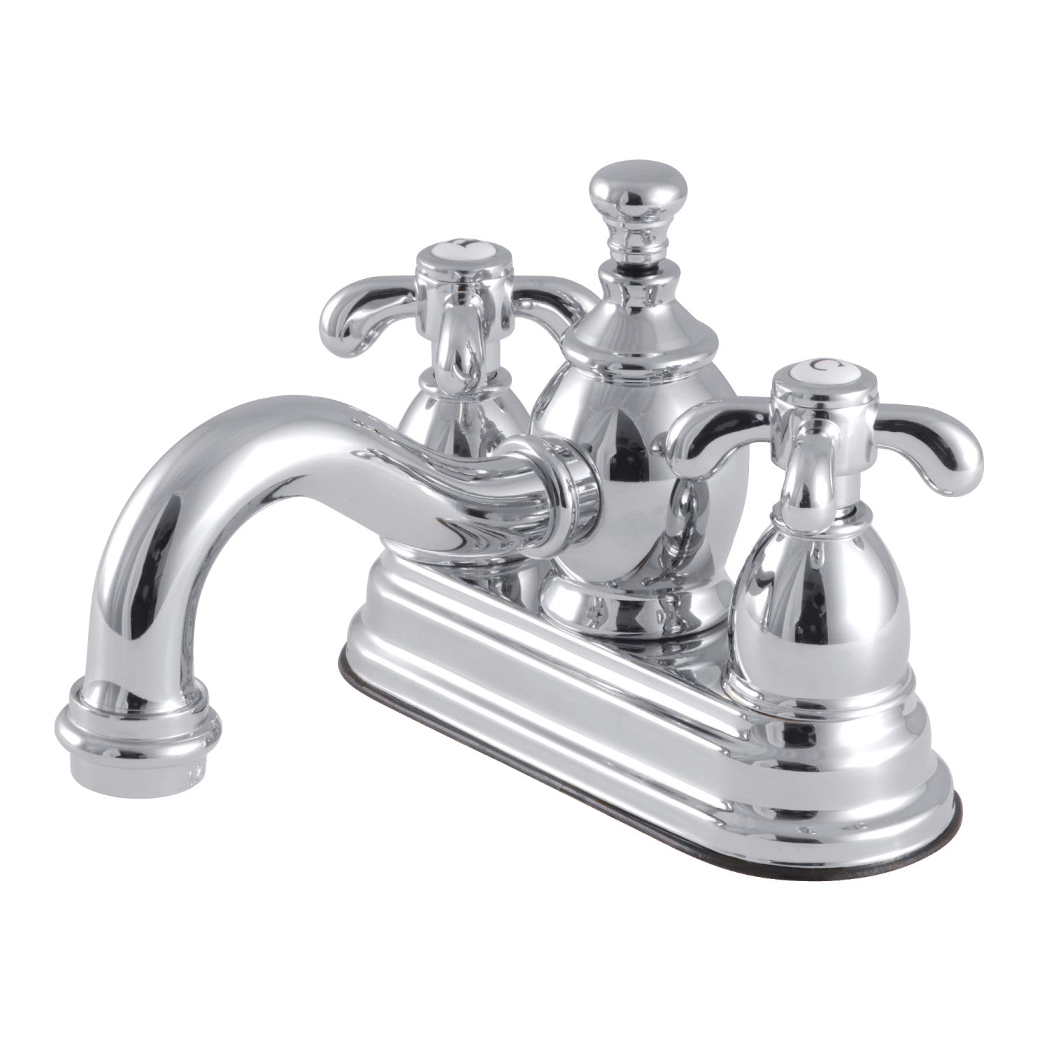 Kingston Heirloom KS7101TX - French Country Double-Handle 3 trous montage sur plage 4-Inch Centerset Robinet de salle de bain avec laiton à tirette, poli Chrome