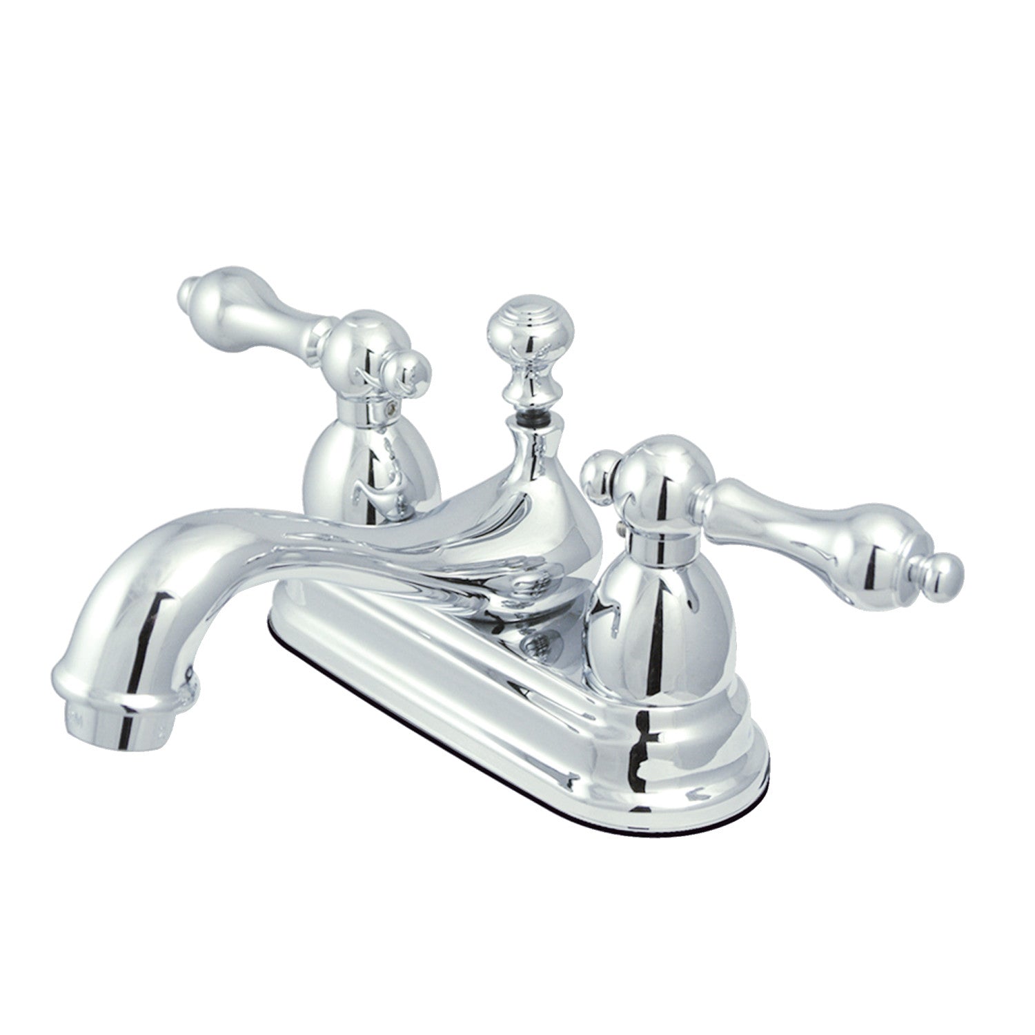 Kingston Heirloom KS3601AL - Robinet de salle de bains à double poignée de restauration 3 trous montage sur plage 4-Inch Centerset avec laiton à tirette, chrome poli