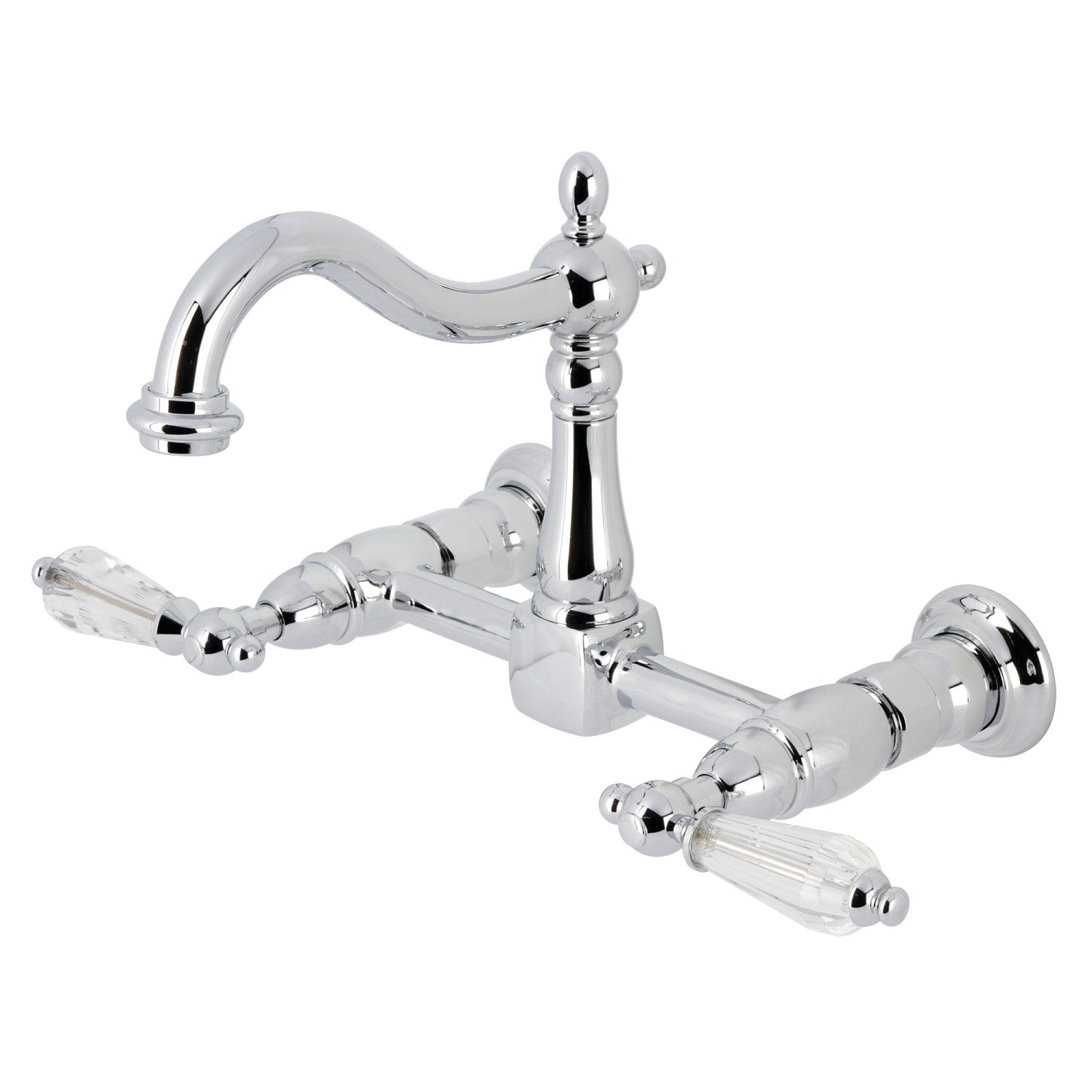 Kingston Heirloom KS1261WLL - Robinet de cuisine à deux poignées Willshire 2 trous Wall Mount Bridge, chrome poli