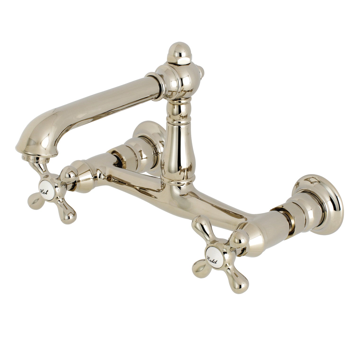 Kingston Heirloom KS7246AX - Robinet de salle de bain double poignée de pays anglais 2 trous, nickel poli