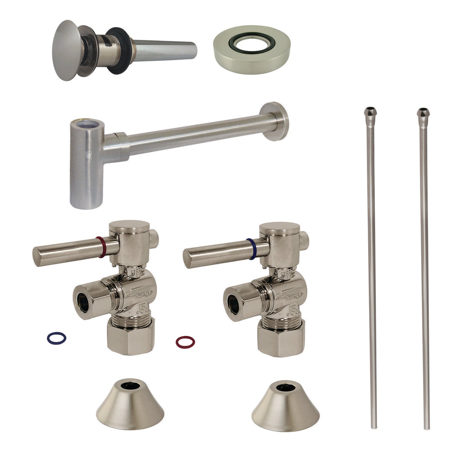 Kingston Sona CC53308DLVOKB30 - Trimscape Modern Plumbing Sink Trim Kit with Bottle Trap and Overflow Drain, Brushed Nickel