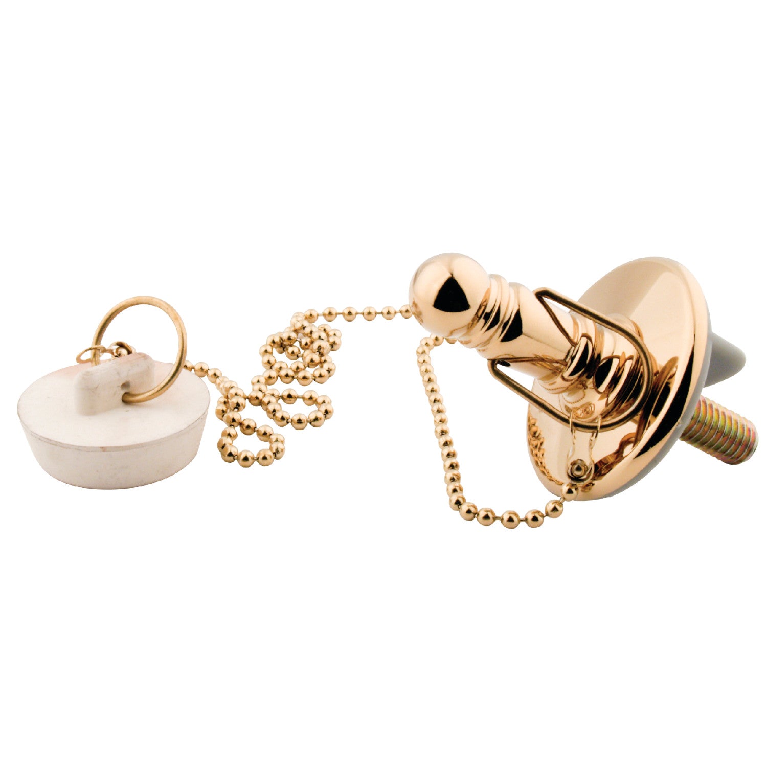 Kingston Vintage CC1112 Rubber Stopper Chain and Attachment, Polished Brass