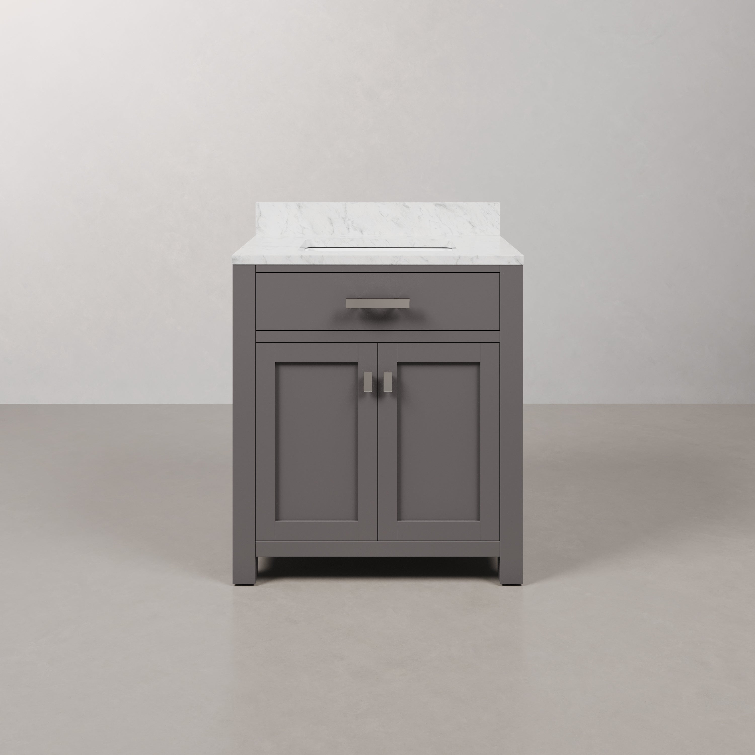 Kingston Luxe MS30CW01CG - 30 in. x 21 in. Bathroom Vanity Marble Top in Carrara White, Cashmere Grey