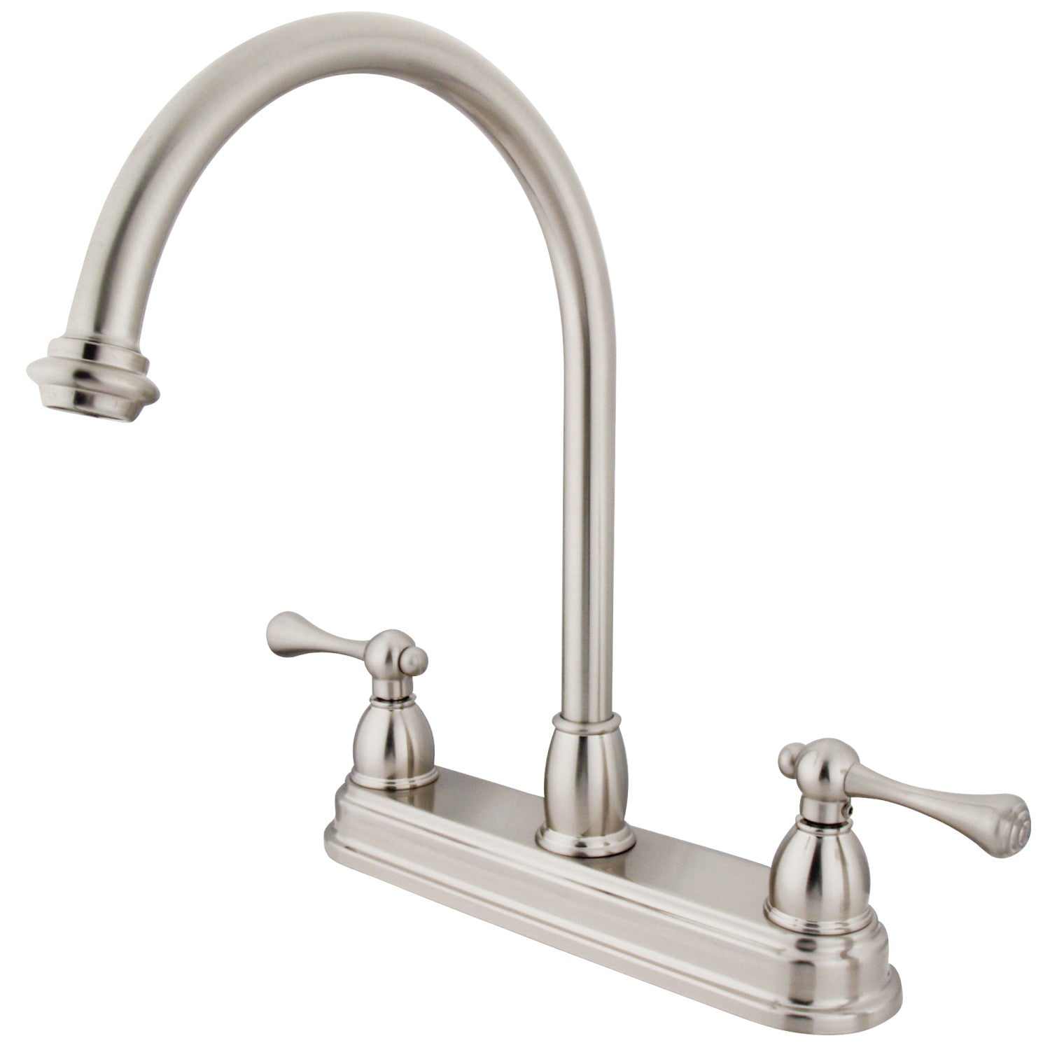 Kingston Tulare KB3748BL Robinet de cuisine central à deux poignées 3 trous 8, Nickel brossé