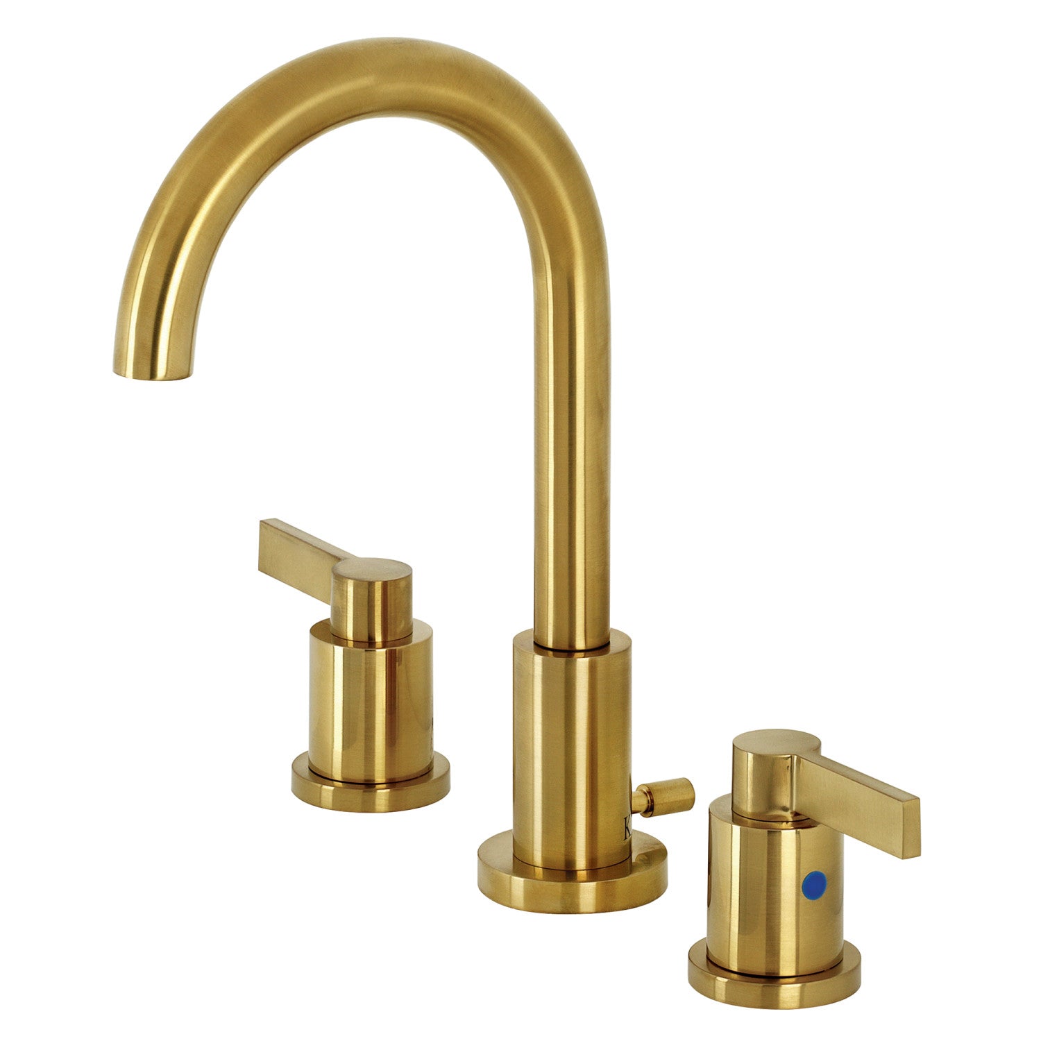 Kingston Sona FSC8923NDL - NuvoFusion Two-Handle 3-Hole Deck Mount Widespread Bathroom Faucet with Brass Pop-Up, Brushed Brass