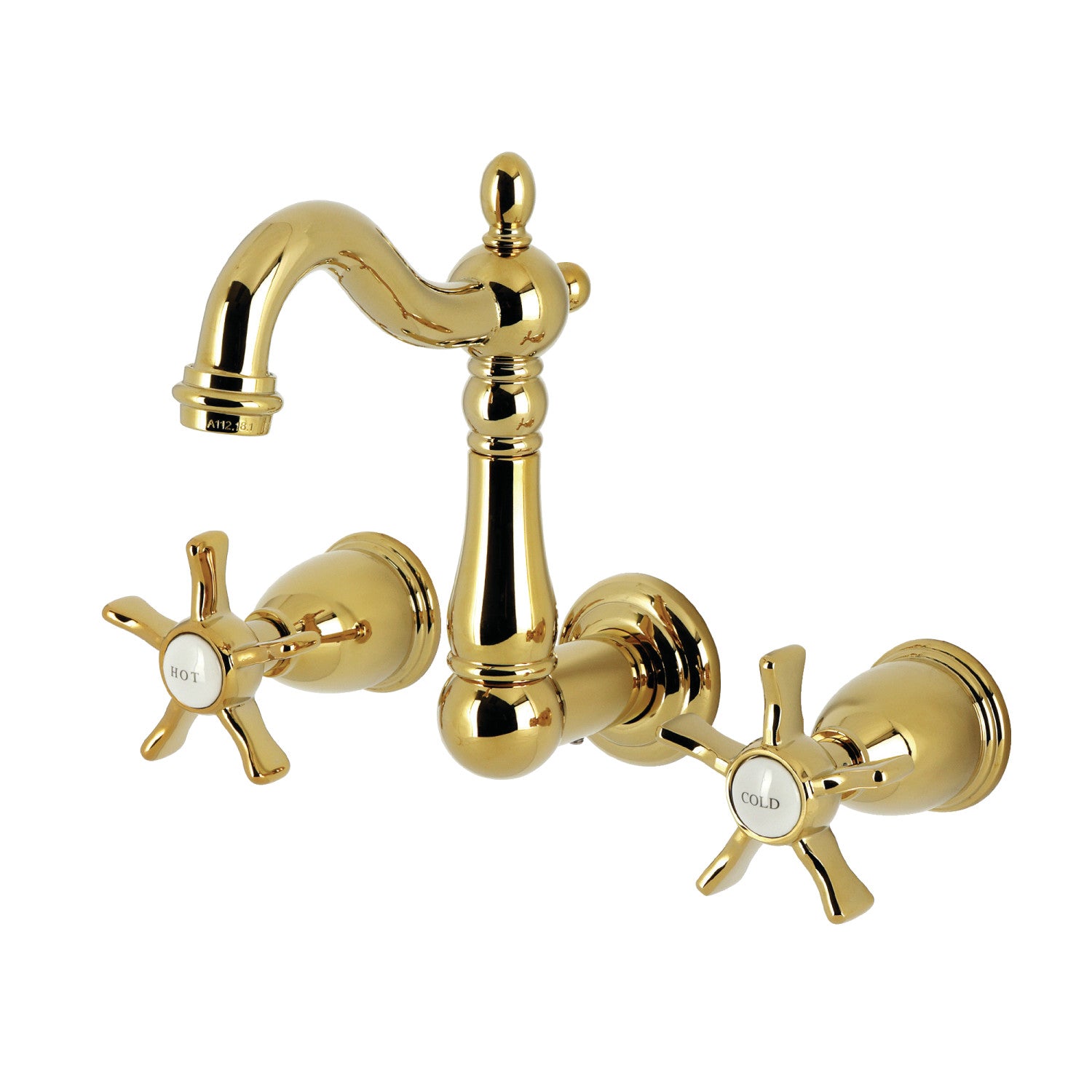 Kingston Heirloom KS1222NX - Hamilton Double-Handle 3 trous Robinet de salle de bains mural, laiton poli