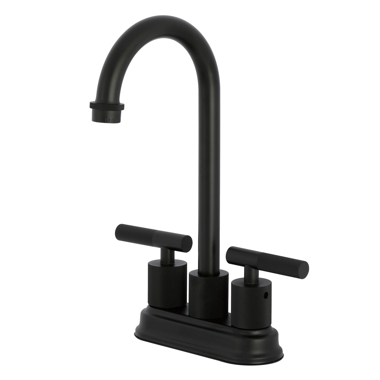 Kingston Tulare KB5490KNL - Robinet de bar à deux poignées convergent 2 trous avec poignée moletée, noir mat