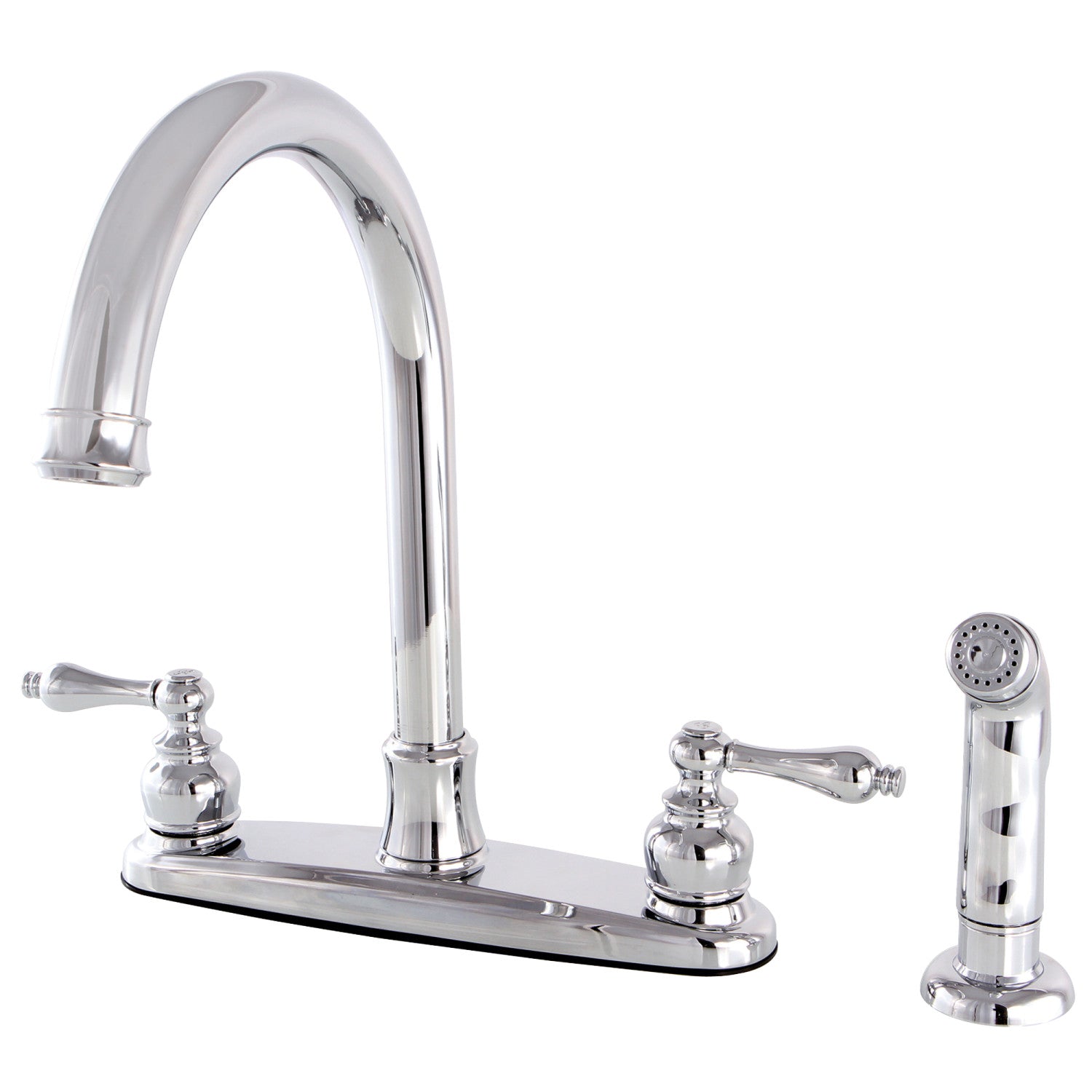 Kingston Heirloom FB7791ALSP - Victorian à deux poignées 4 trous 8" Centerset Robinet de cuisine avec pulvérisateur latéral, chrome poli
