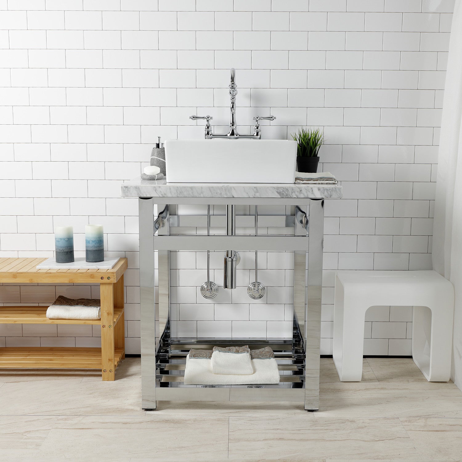 Kingston Sona CC53301DLTRMK1 - Trimscape Modern Plumbing Sink Trim Kit with Bottle Trap and Drain (No Overflow), Polished Chrome
