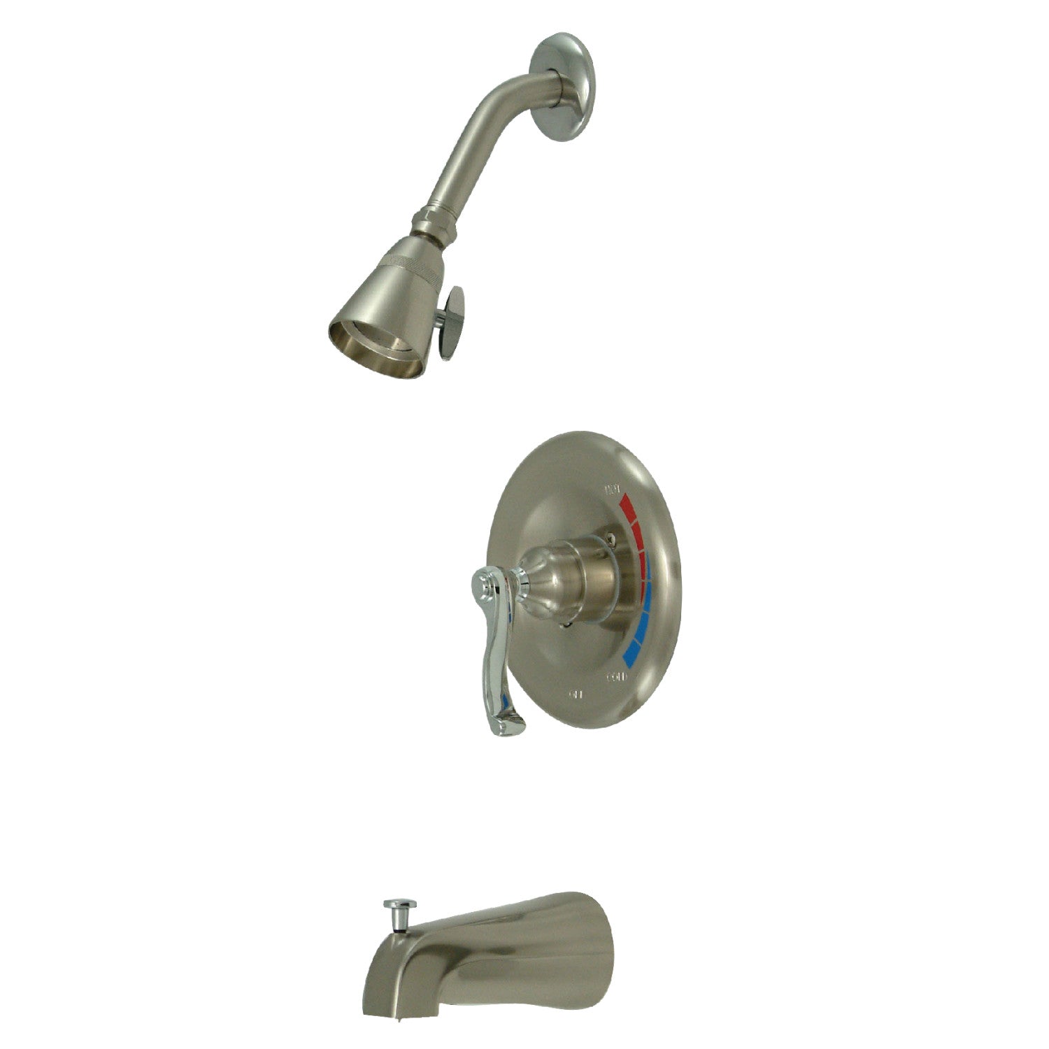 Kingston Tulare KB8637FL - Robinet de baignoire et de douche équilibré à une poignée Royale, nickel brossé/chrome poli