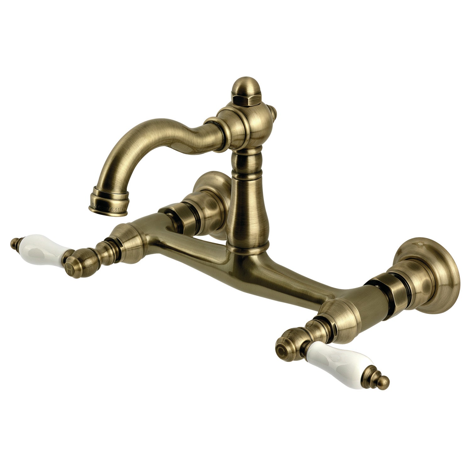 Kingston Heirloom KS3253PL - Robinet de cuisine à deux poignées 2 trous Wall Mount Bridge, laiton antique