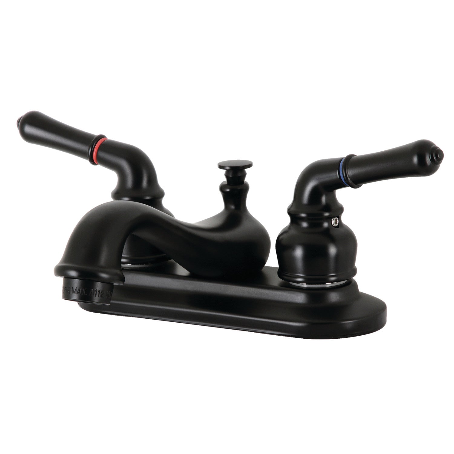 Kingston Heirloom KB600NML - Restoration Double-Handle 3 trous montage sur plage 4-Inch Centerset Robinet de salle de bain avec drain à tirette, noir mat
