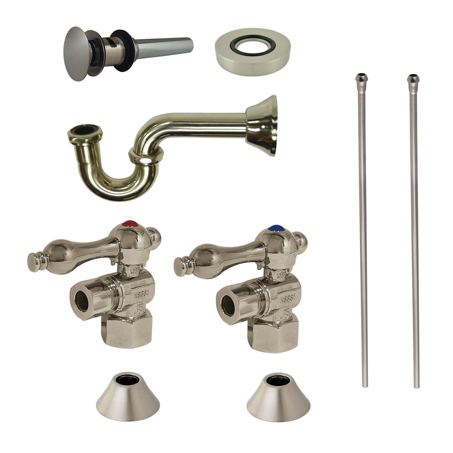 Kingston Heirloom CC43108VOKB30 - Trimscape Traditional Plumbing Sink Trim Kit with P-Trap and Overflow Drain, Brushed Nickel