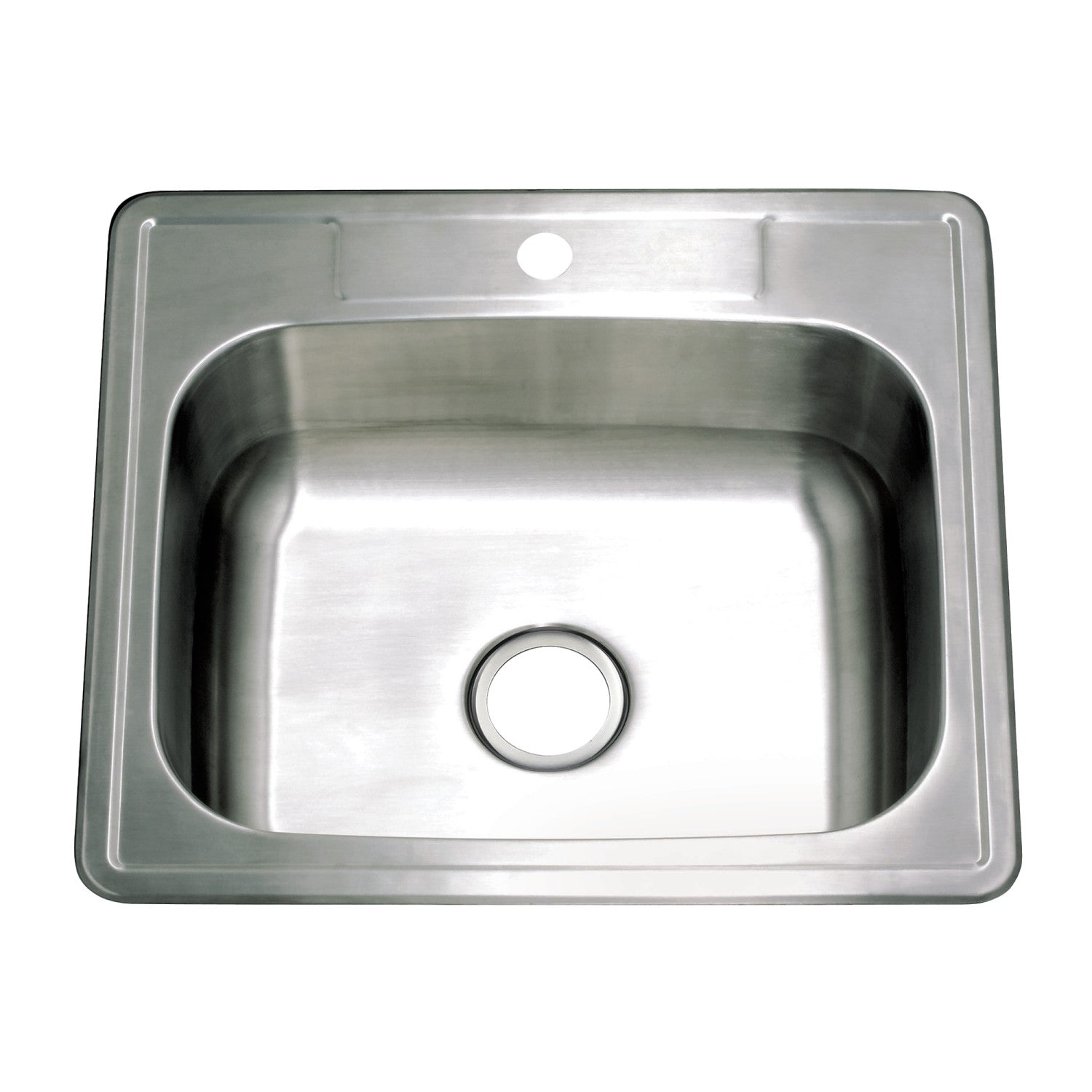 Kingston Studio GKTS252291 25-Inch Stainless Steel Self-Rimming Single Bowl Drop-In Kitchen Sink, Brushed Stainless Steel