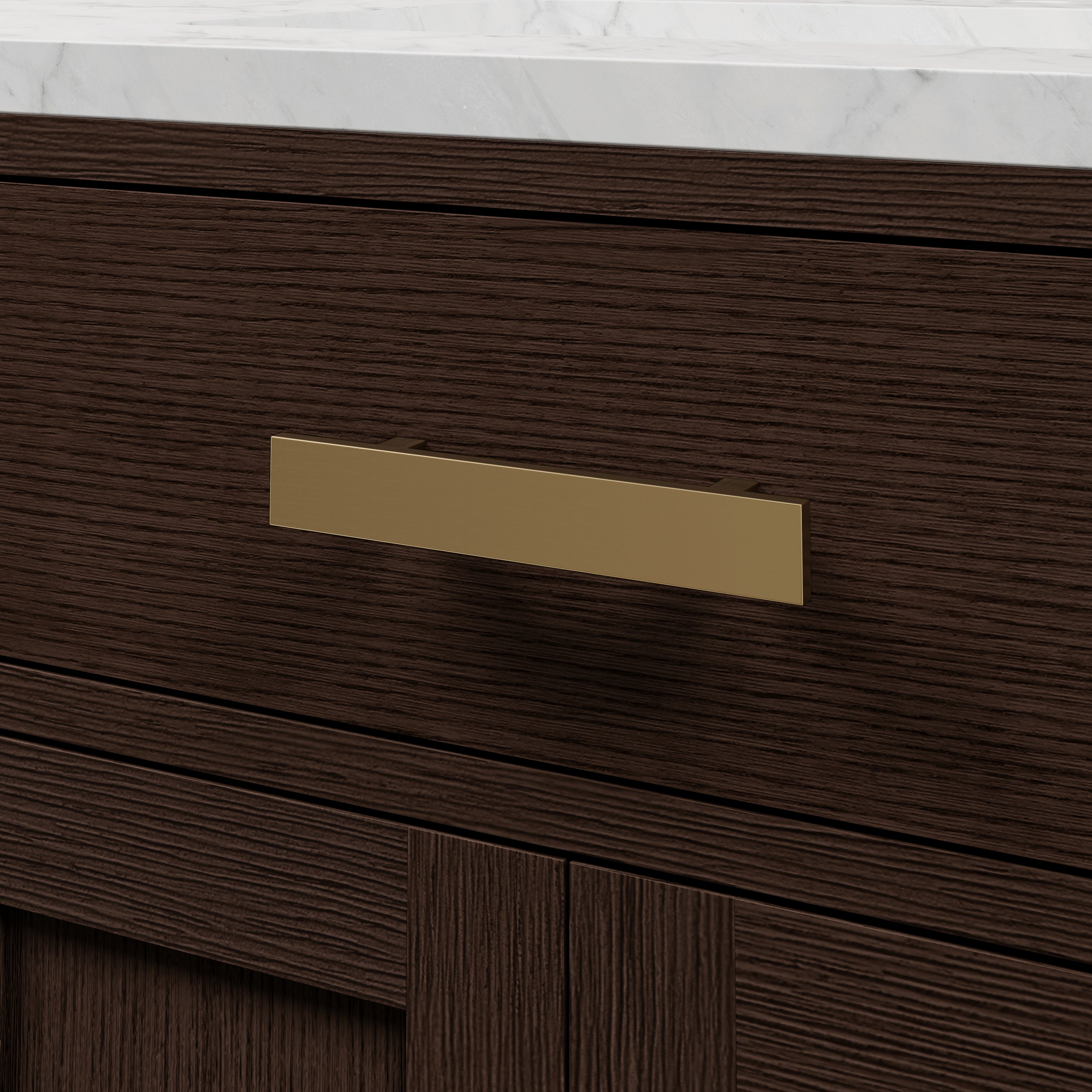 Kingston Luxe CH60CW06BK - 60 in. x 21.5 in. Bathroom Vanity Marble Top and White Basin, Brown Oak