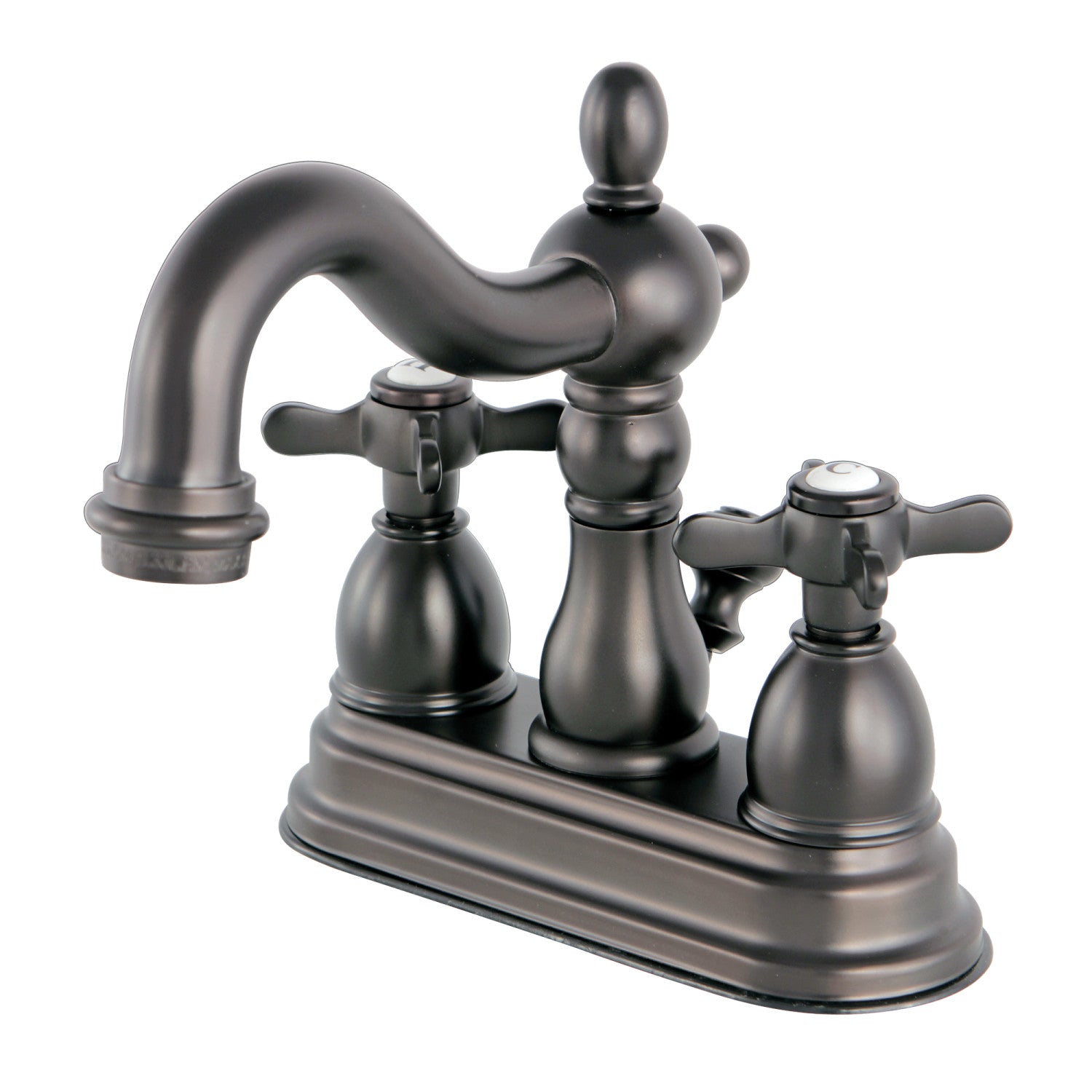 Kingston Heirloom KS1605BEX - Essex Double-Handle 3 trous montage sur plage 4-Inch Centerset Robinet de salle de bains avec laiton à tirette, Bronze frotté à l'huile