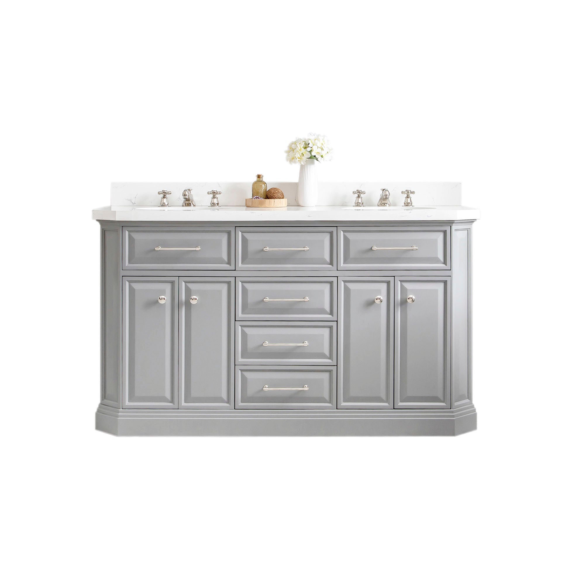 Kingston Luxe PA60QZ05CG - 60 in. x 22 in. Bathroom Vanity Quartz Top and White Basin, Cashmere Grey