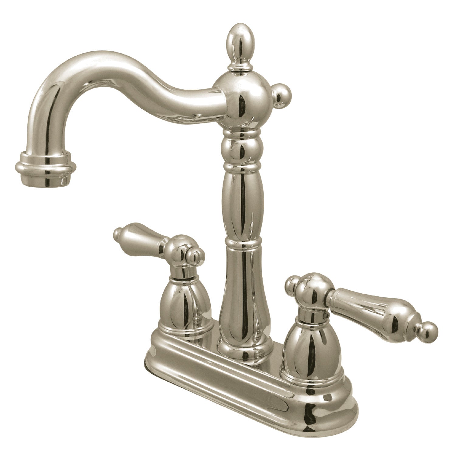 Kingston Heirloom KB1496AL - Robinet de bar à deux poignées Heritage 2 trous, nickel poli