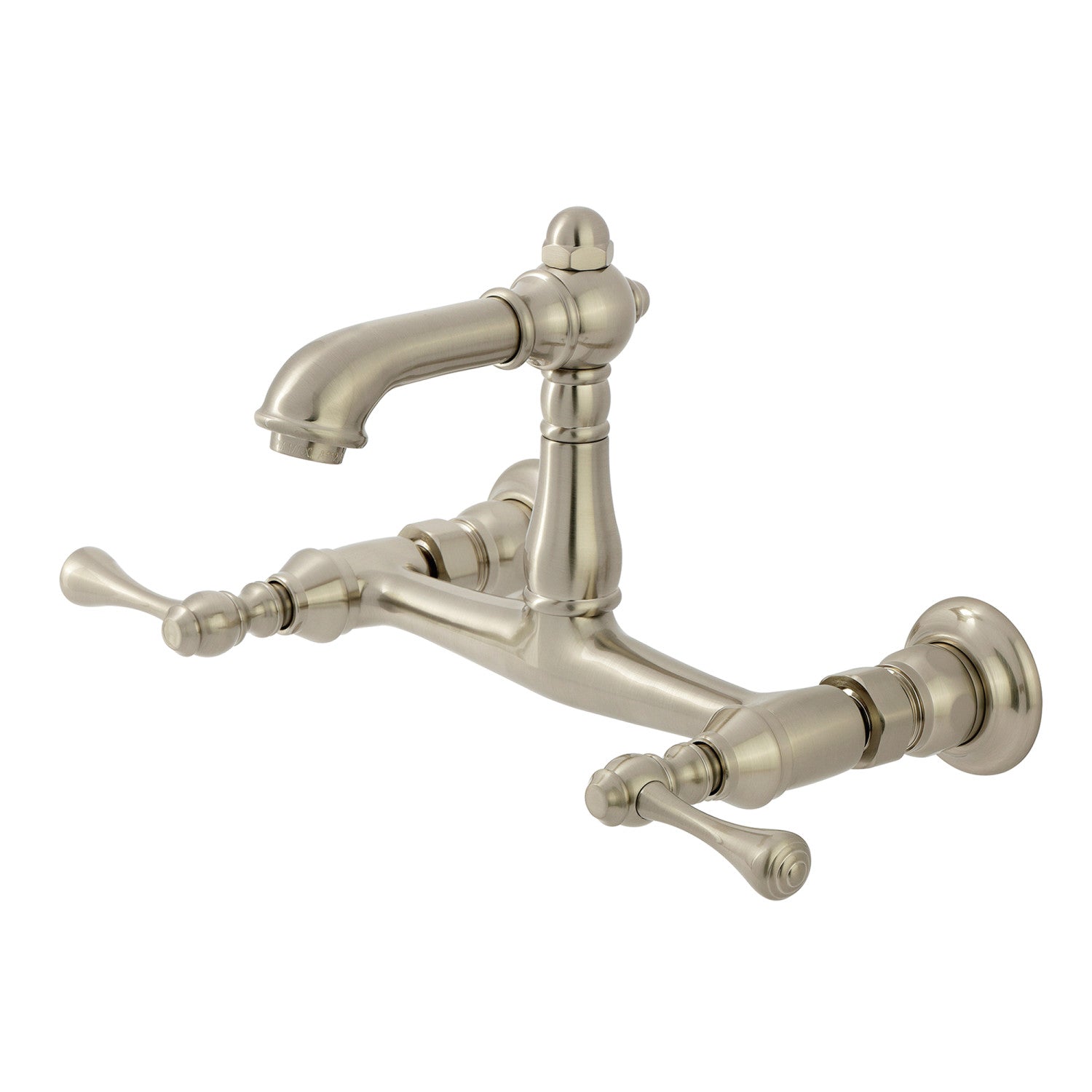 Kingston Heirloom KS7258BL - Robinet de salle de bain double poignée de pays anglais 2 trous, nickel brossé