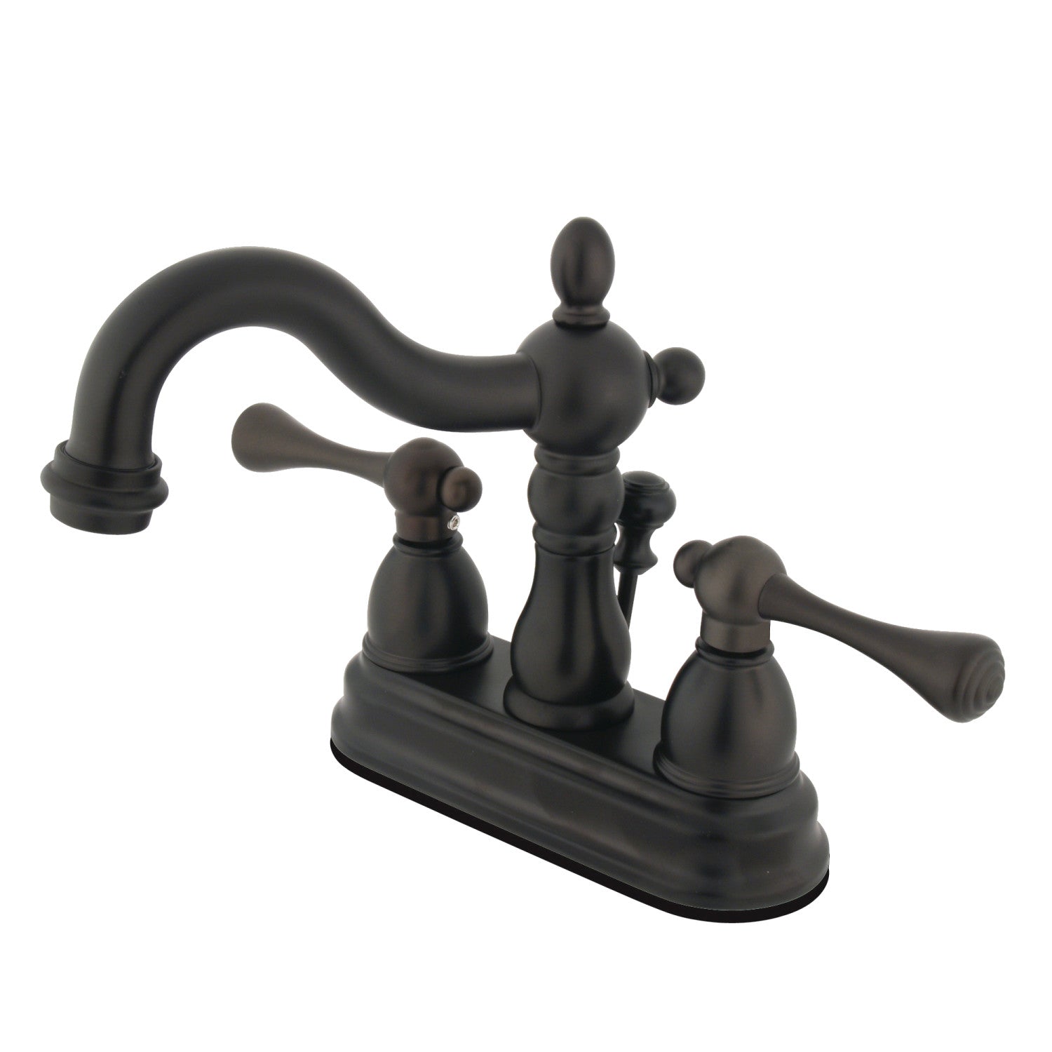 Kingston Heirloom KB1605BL - Heritage Double-Handle 3 trous montage sur plage 4-Inch Centerset Robinet de salle de bains avec drain à tirette, Bronze Rubbé à l'huile