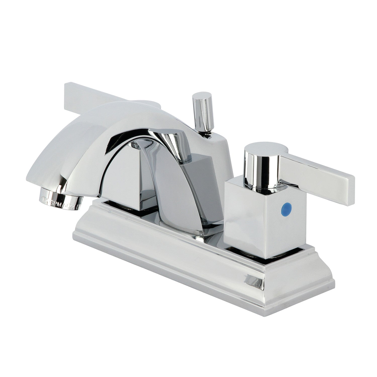 Kingston Meridian FSC4641NQL Double-Handle 3 trous montage sur plage 4-Inch Centerset Robinet de salle de bains avec drain à tirette, chrome poli
