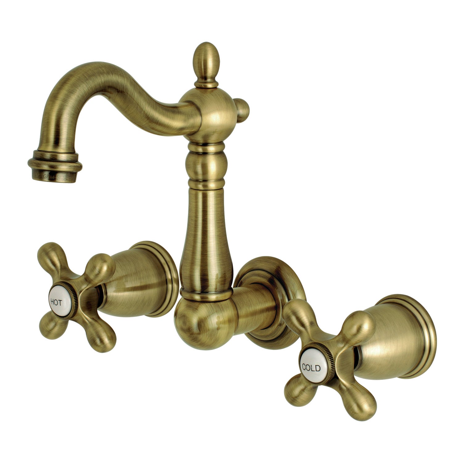 Kingston Heirloom KS1223AX - Robinet de salle de bains à double poignée Heritage 3 trous, laiton antique