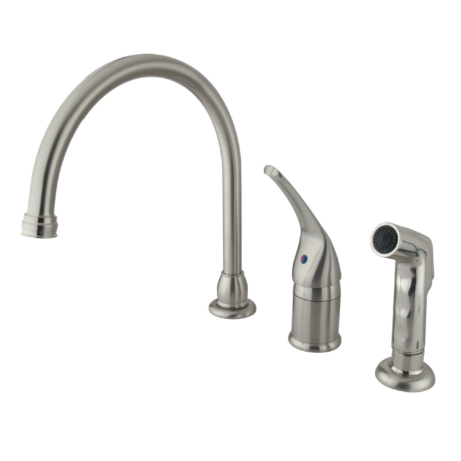 Kingston Tulare KB828 - Chatham Single-Handle 3-Hole Widespread Kitchen Faucet with Side Sprayer, Brushed Nickel