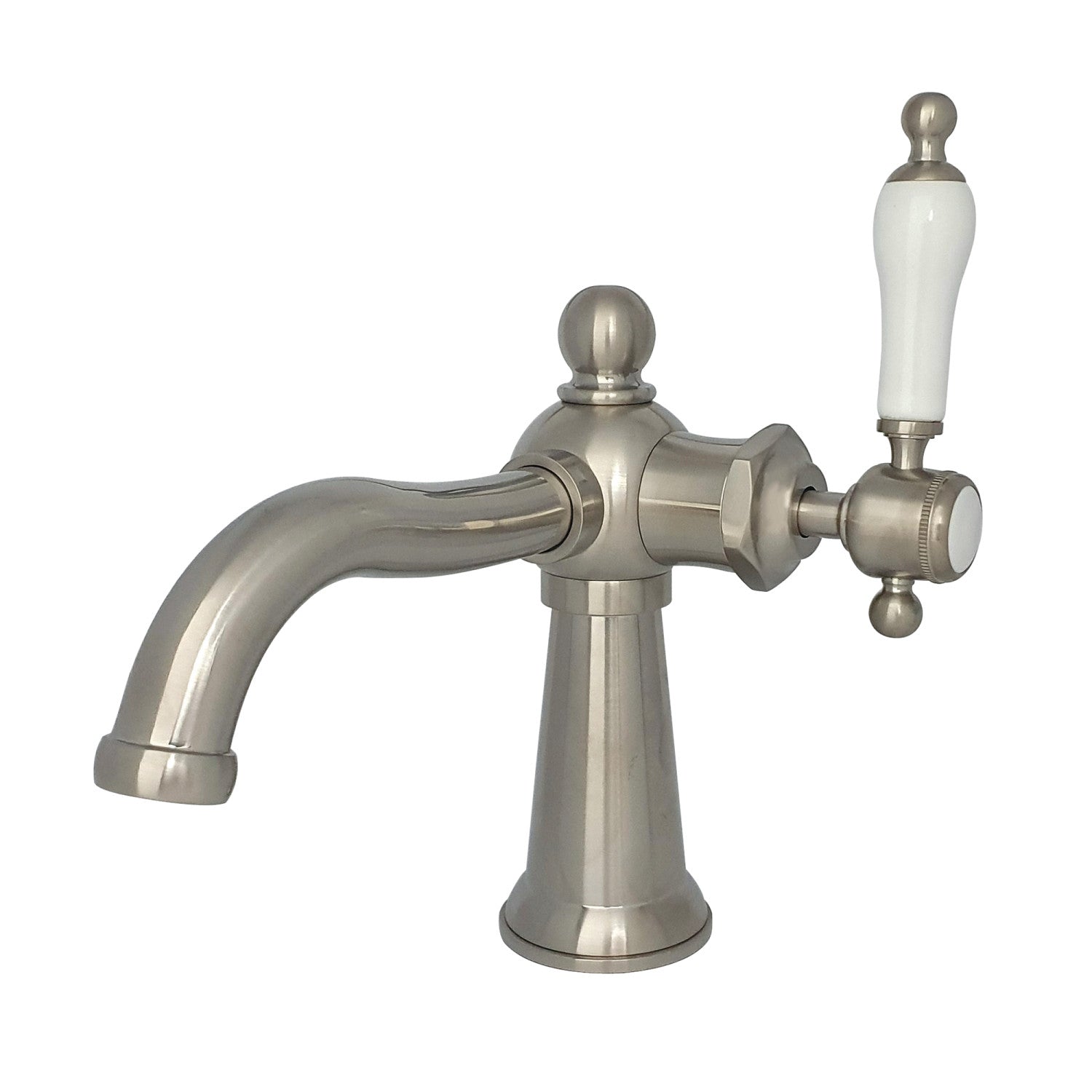 Kingston Heirloom KS154KLBN - Robinet de salle de bain à une poignée nautique 1 trou avec bonde à tirette, nickel brossé