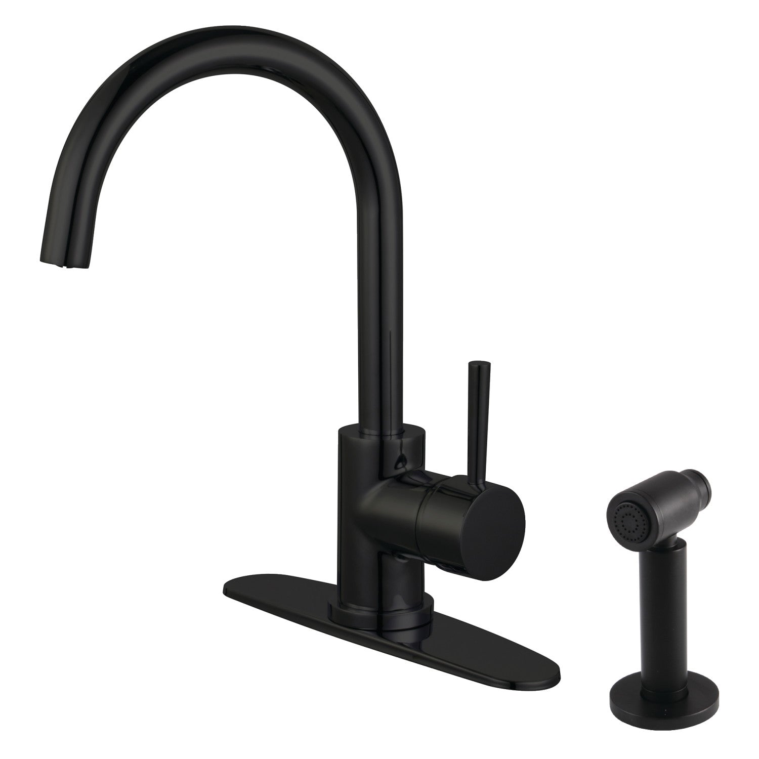 Kingston Sona LS8570DLBS - Robinet de cuisine à une poignée Concord 2 trous avec pulvérisateur latéral en laiton, noir mat