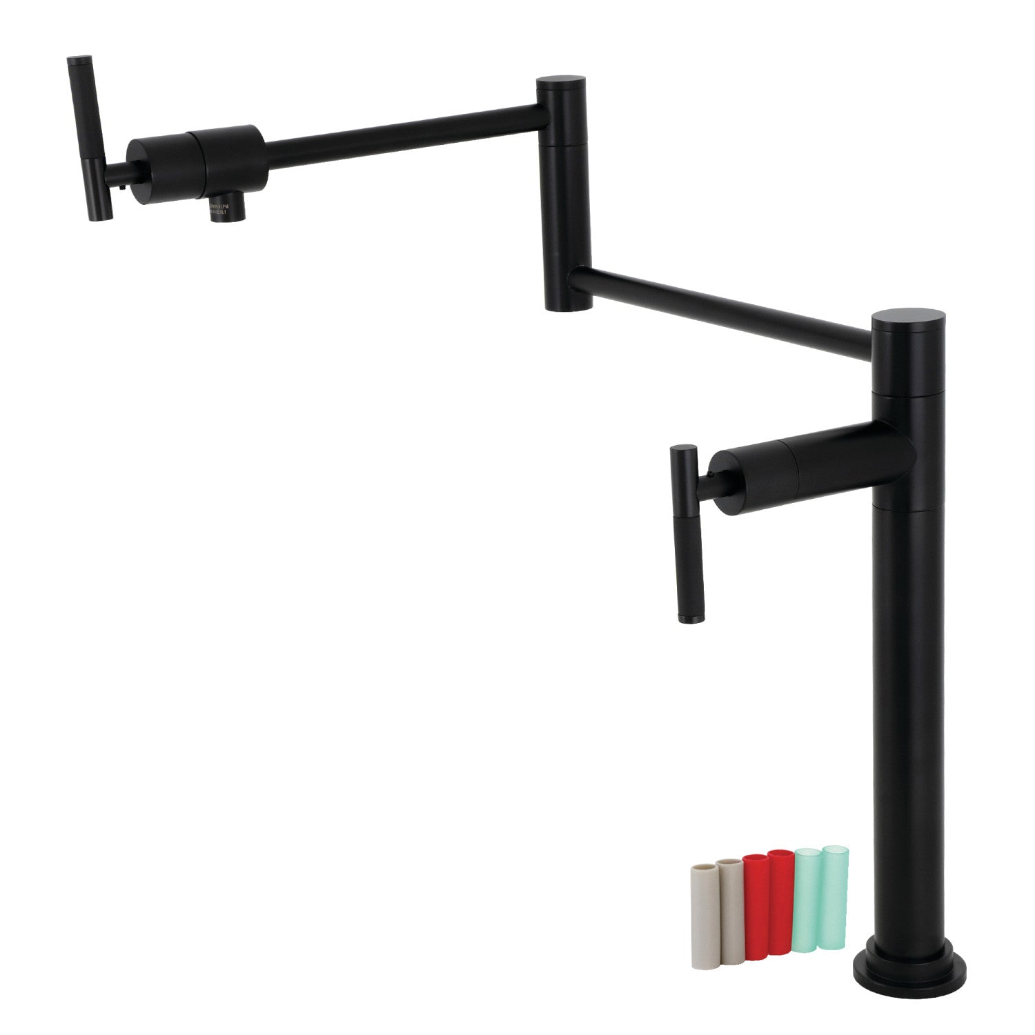 Kingston Sona KS4700CKL - Robinet de remplissage de pot de plate-forme à deux poignées Kaiser 1 trou, noir mat