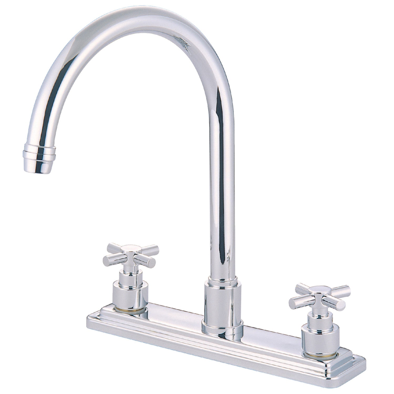 Kingston Tulare KS8791EXLS Robinet de cuisine central à deux poignées 3 trous 8, chrome poli