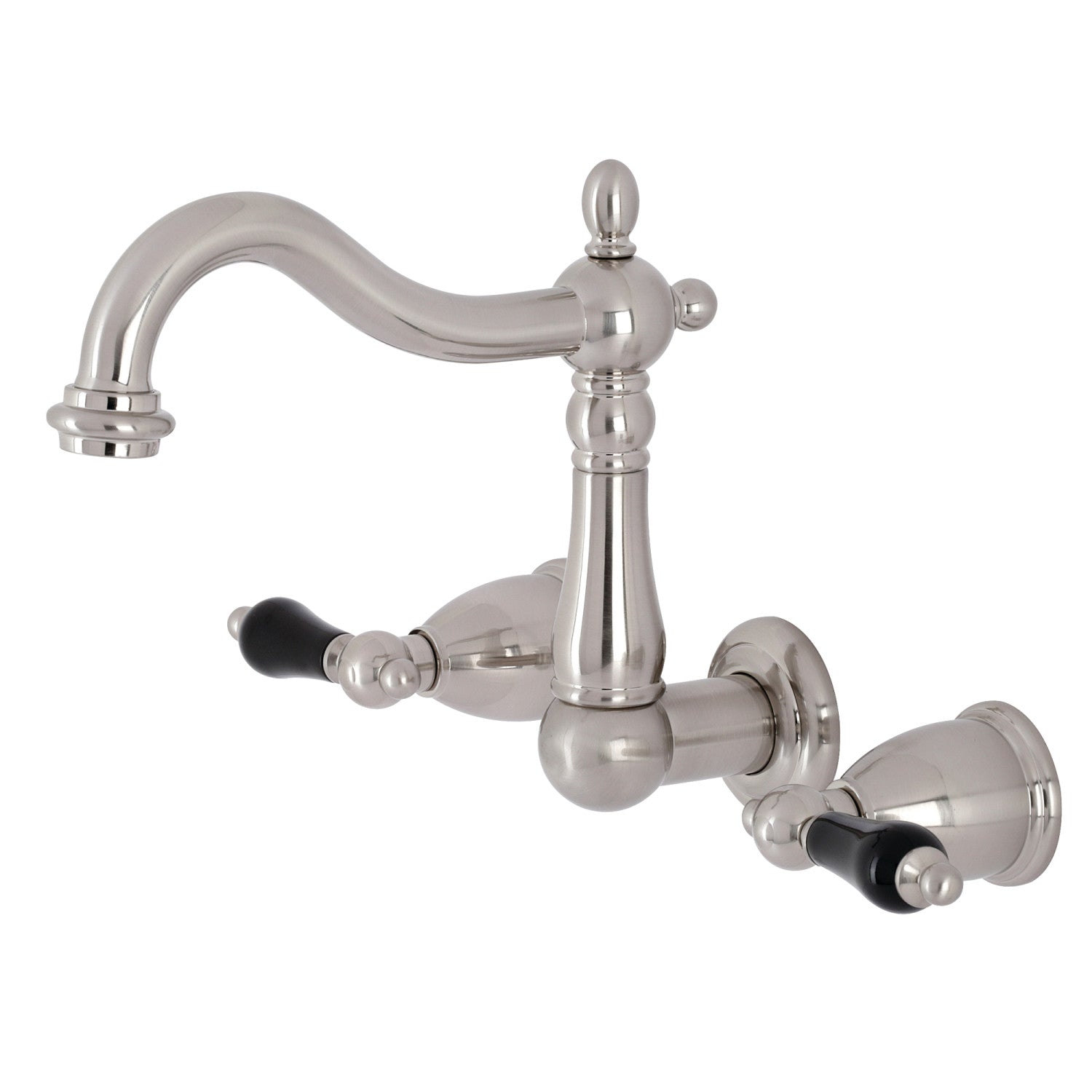 Kingston Heirloom KS1258PKL - Robinet de salle de bains à double poignée 3 trous Wall Mount, Nickel brossé
