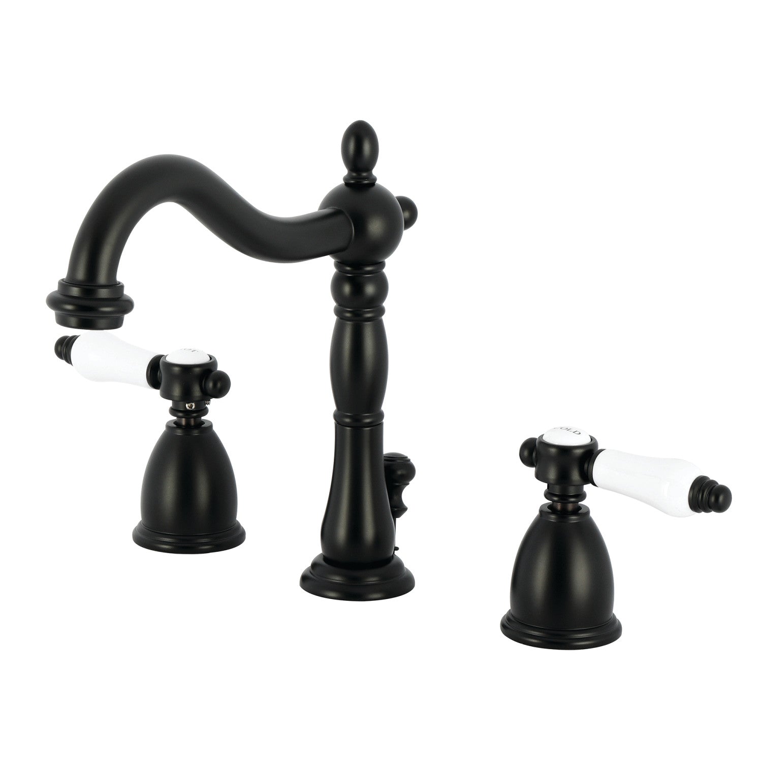 Kingston Heirloom KB1970BPL - Robinet de salle de bain à large diffusion Bel-Air avec à tirette en laiton, noir mat