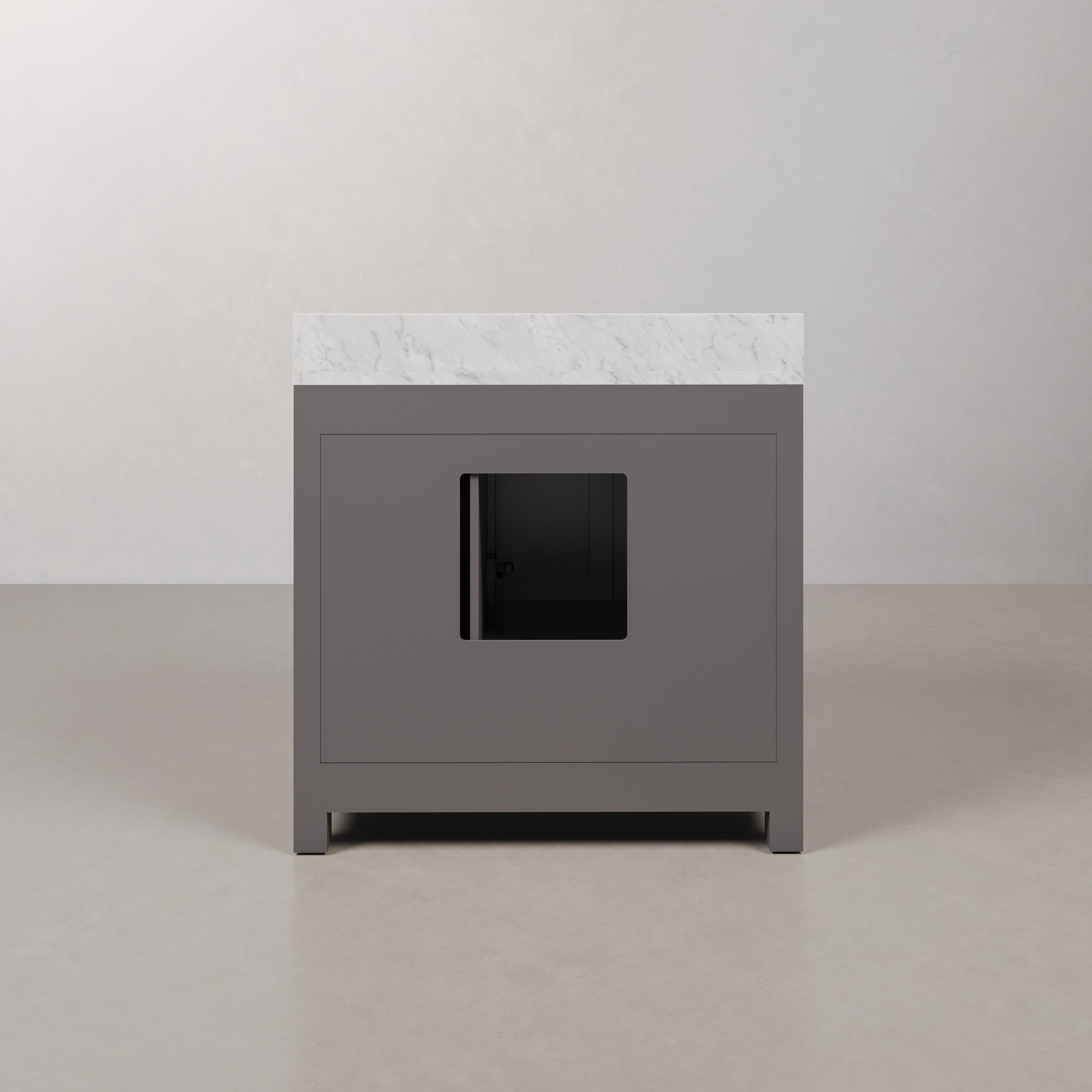 Kingston Luxe MS36CW01CG - 36 in. x 21.5 in. Bathroom Vanity Marble Top in Carrara White and White Basin, Gray